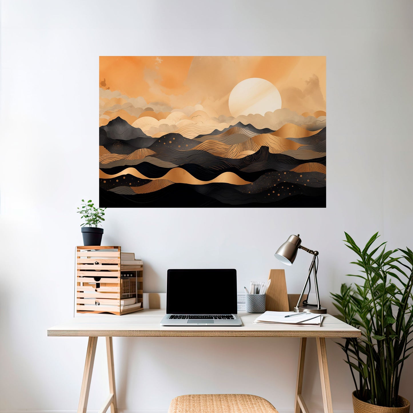 Poster orizzontale staccabile e attaccabile ORIZZONTE TRAMONTO MISTICO