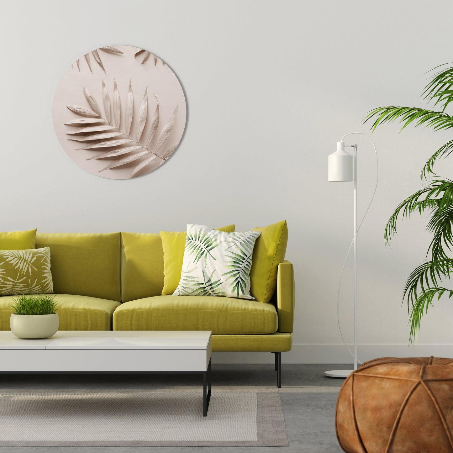 PINK PALM DREAMS Round Wall Art