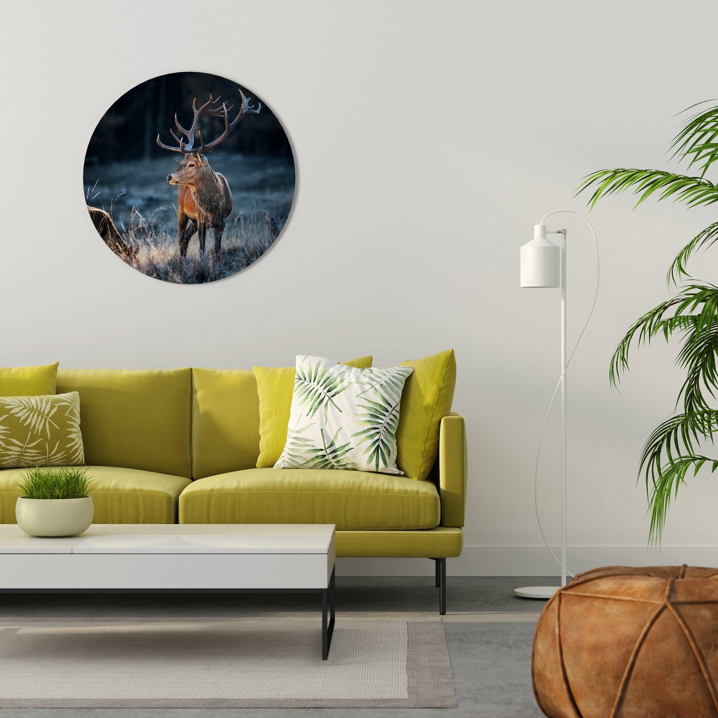 Decorazione murale rotonda con corna di cervo