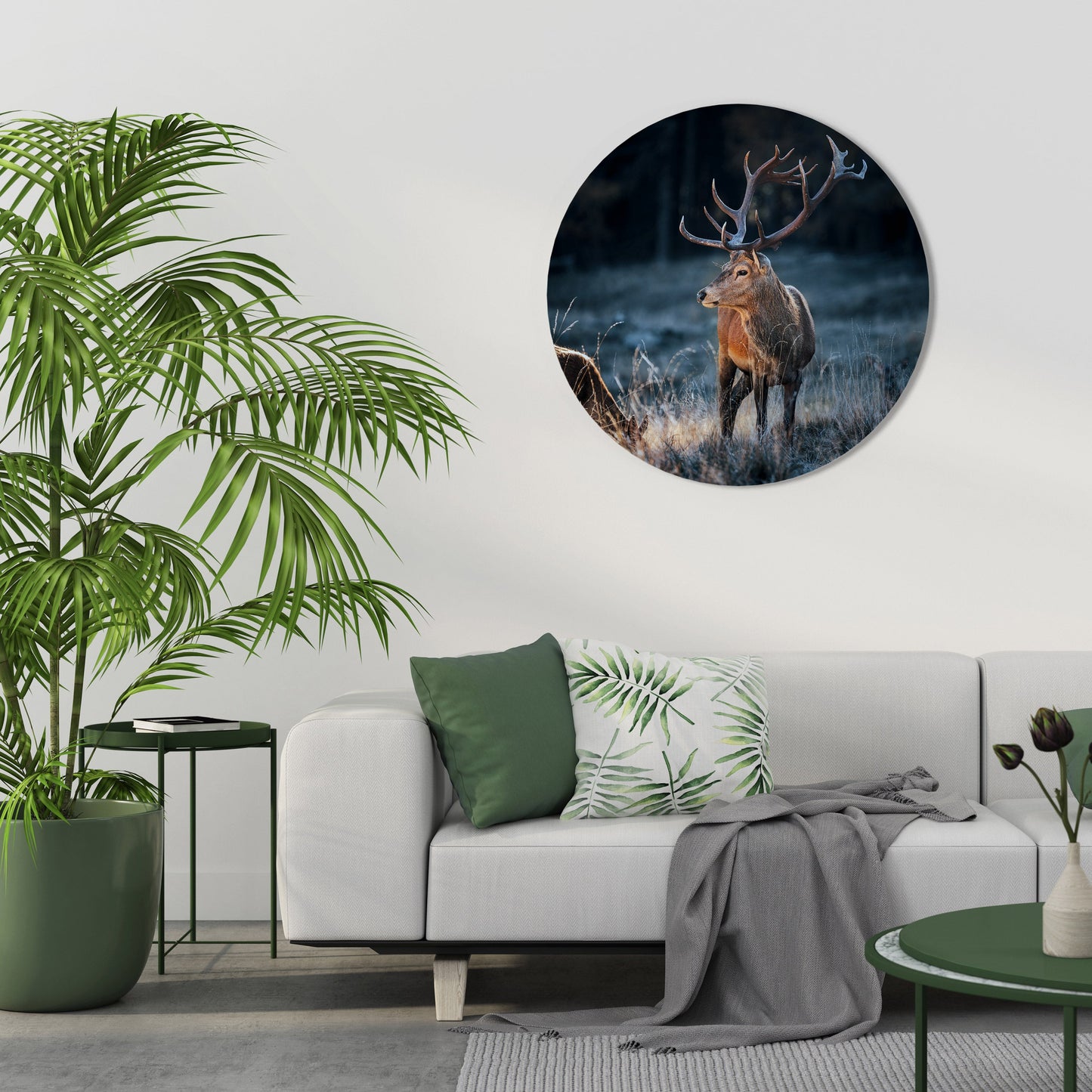 Decorazione murale rotonda con corna di cervo