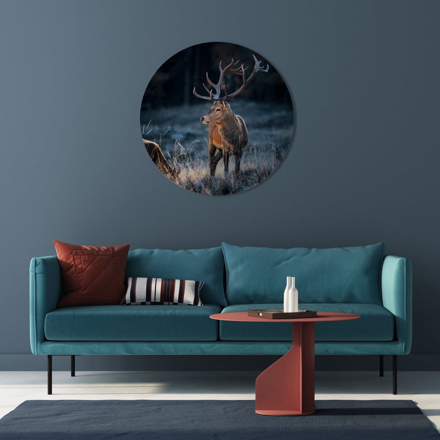 Decorazione murale rotonda con corna di cervo