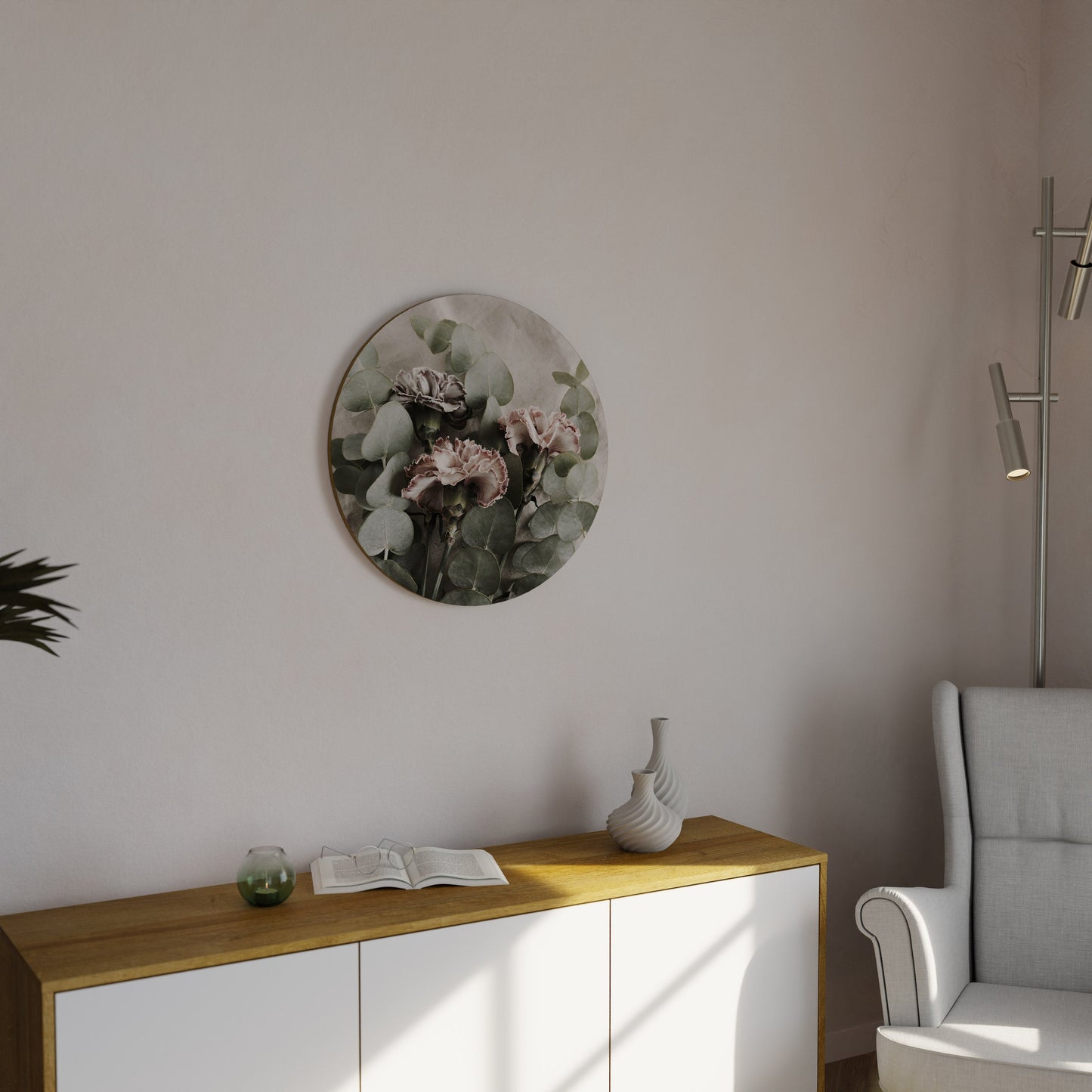 LINEN CLOVES Round Wall Art
