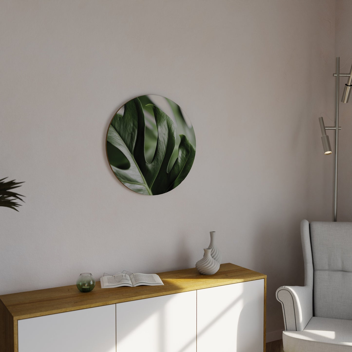 SHARP MONSTERA Round Wall Art