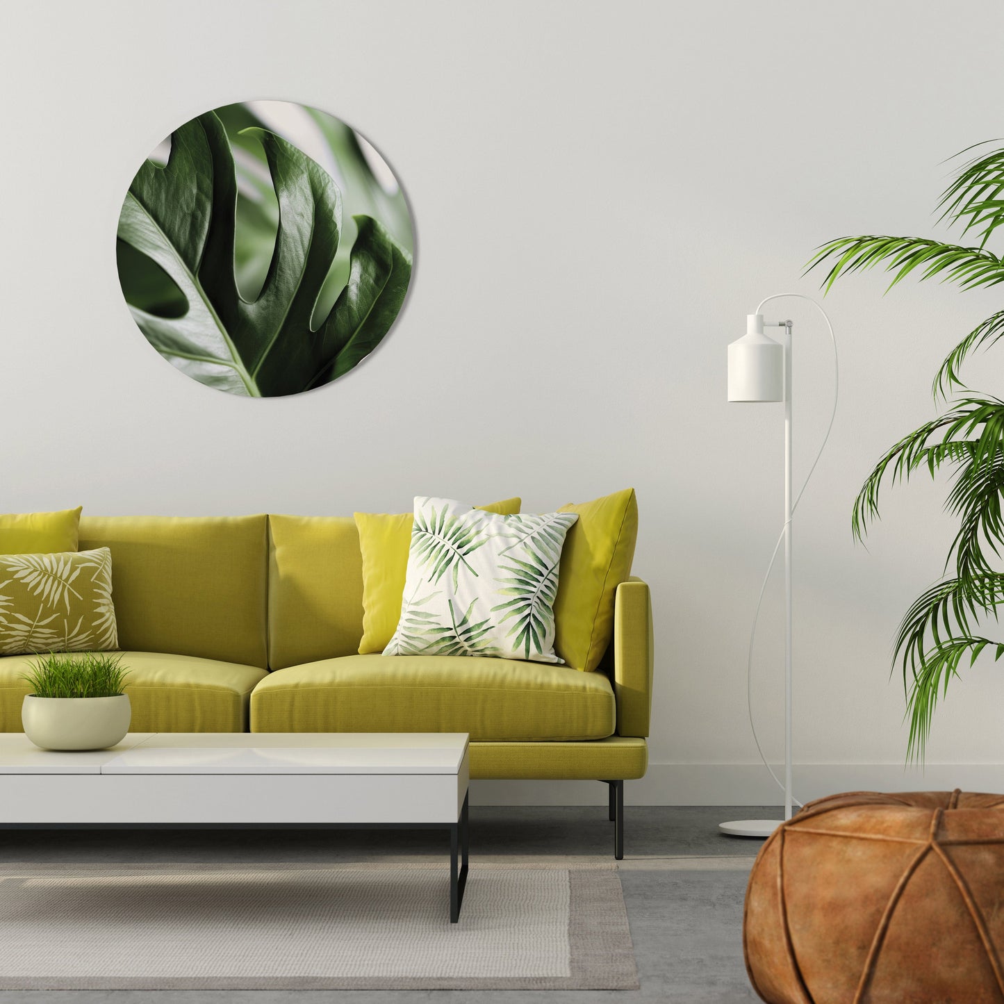 SHARP MONSTERA Round Wall Art