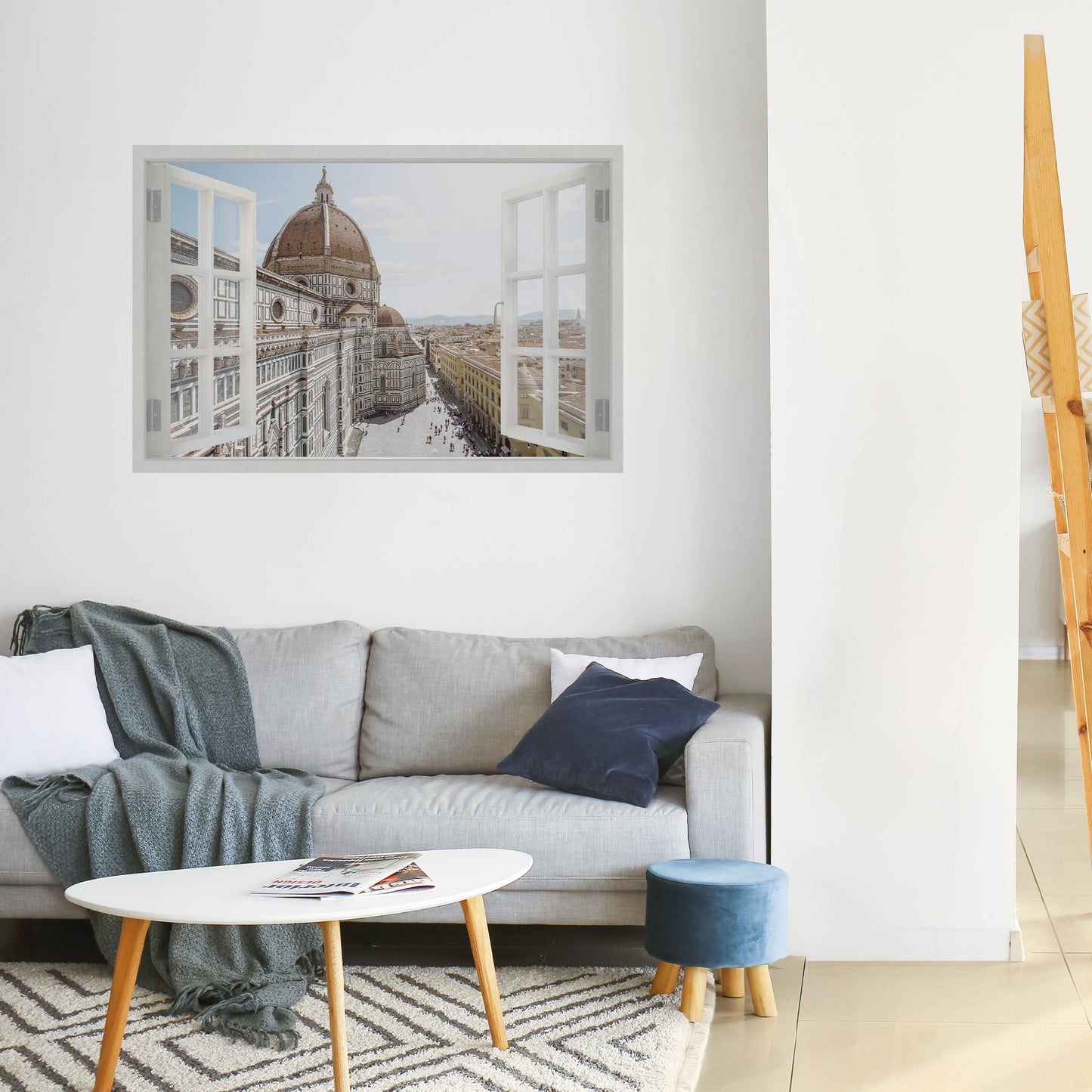Poster orizzontale staccabile e incollabile con finestra aperta
