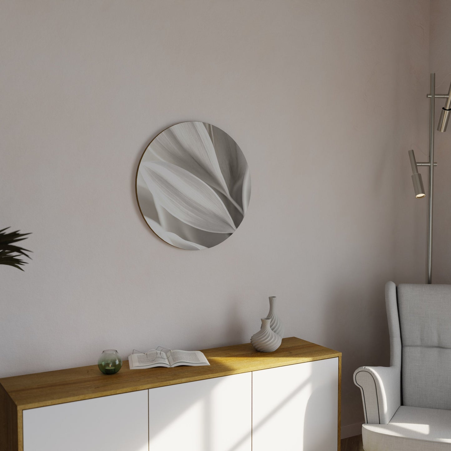 WHISPERS OF WHITE Round Wall Art