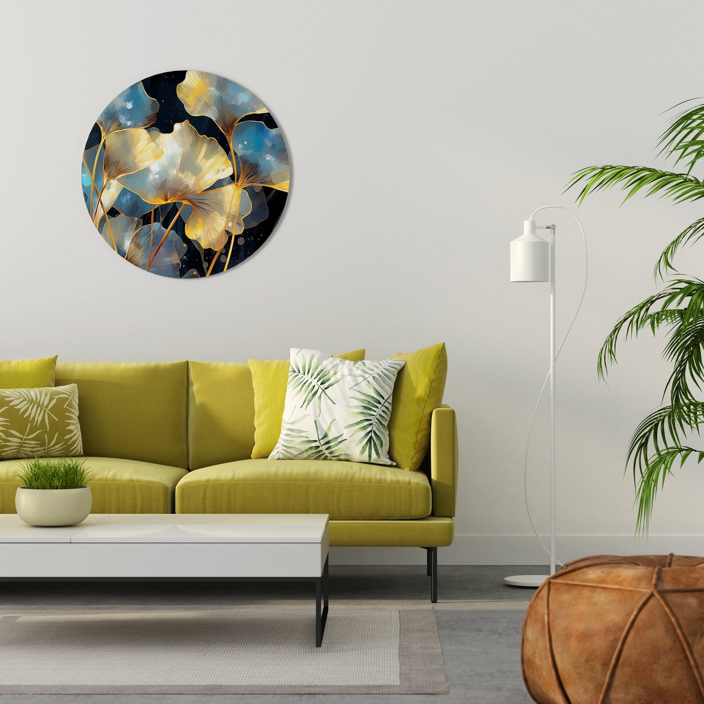GLIMMERING GINKGO DREAMS Round Wall Art