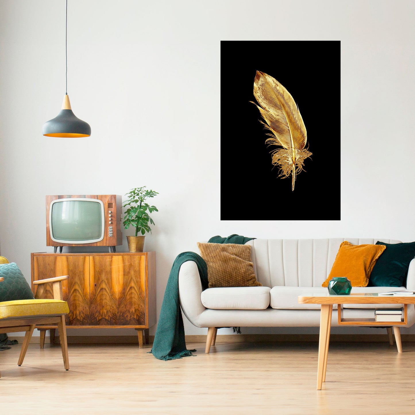 Poster verticale staccabile e attaccabile SHIMMERING FEATHER GRACE