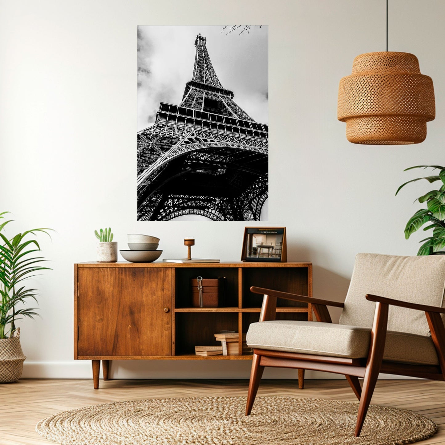 Poster verticale staccabile e attaccabile con icona parigina monocromatica