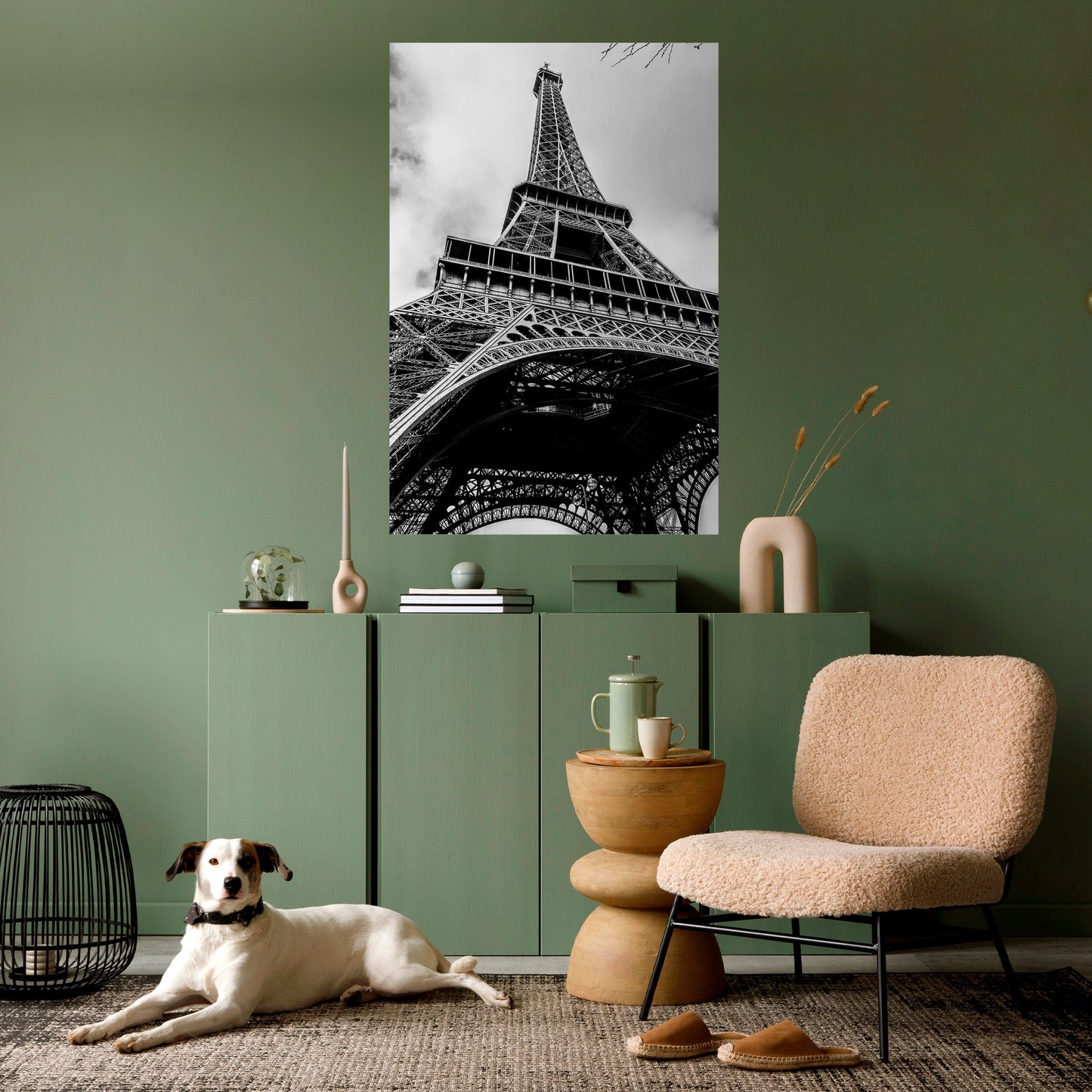 Poster verticale staccabile e attaccabile con icona parigina monocromatica
