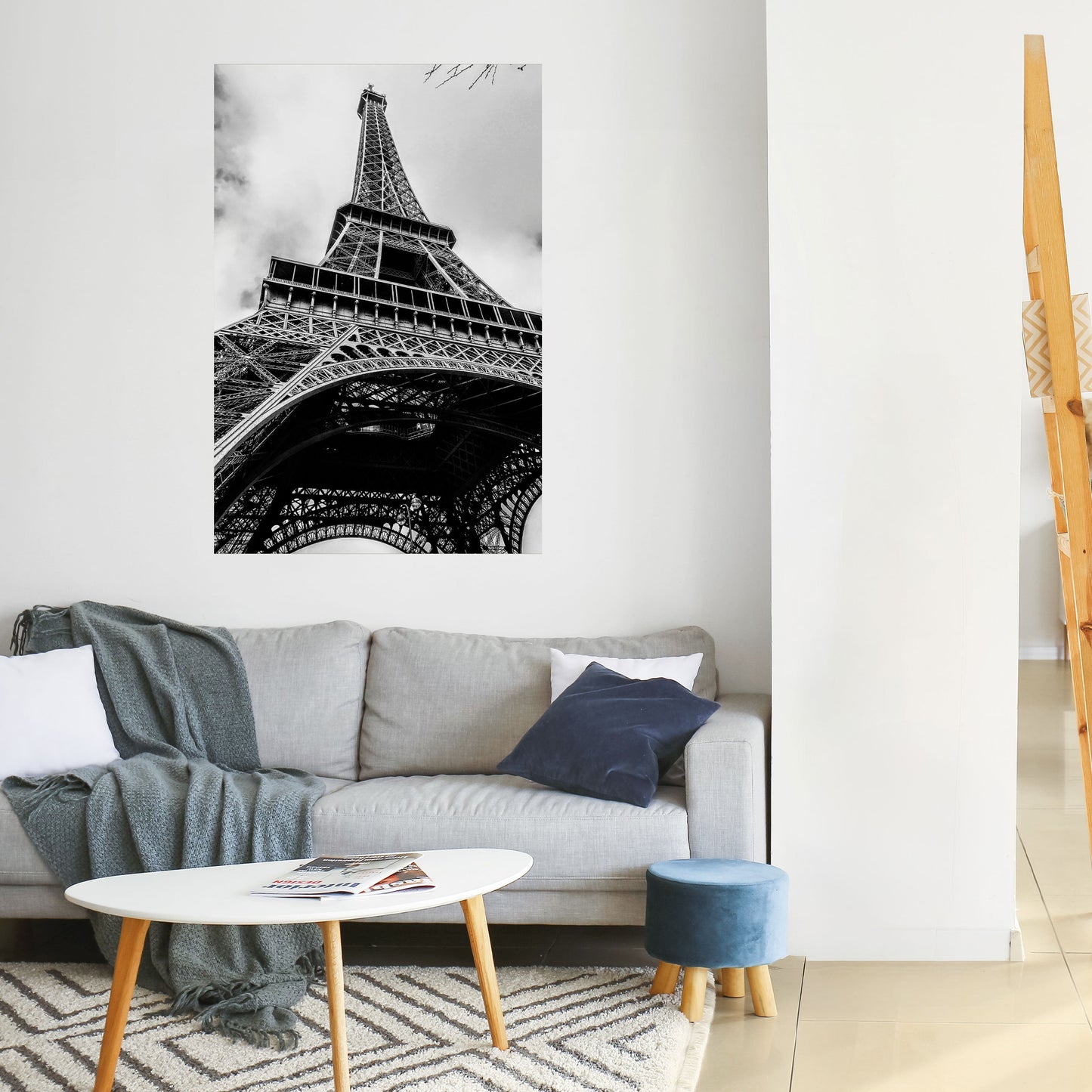 Poster verticale staccabile e attaccabile con icona parigina monocromatica