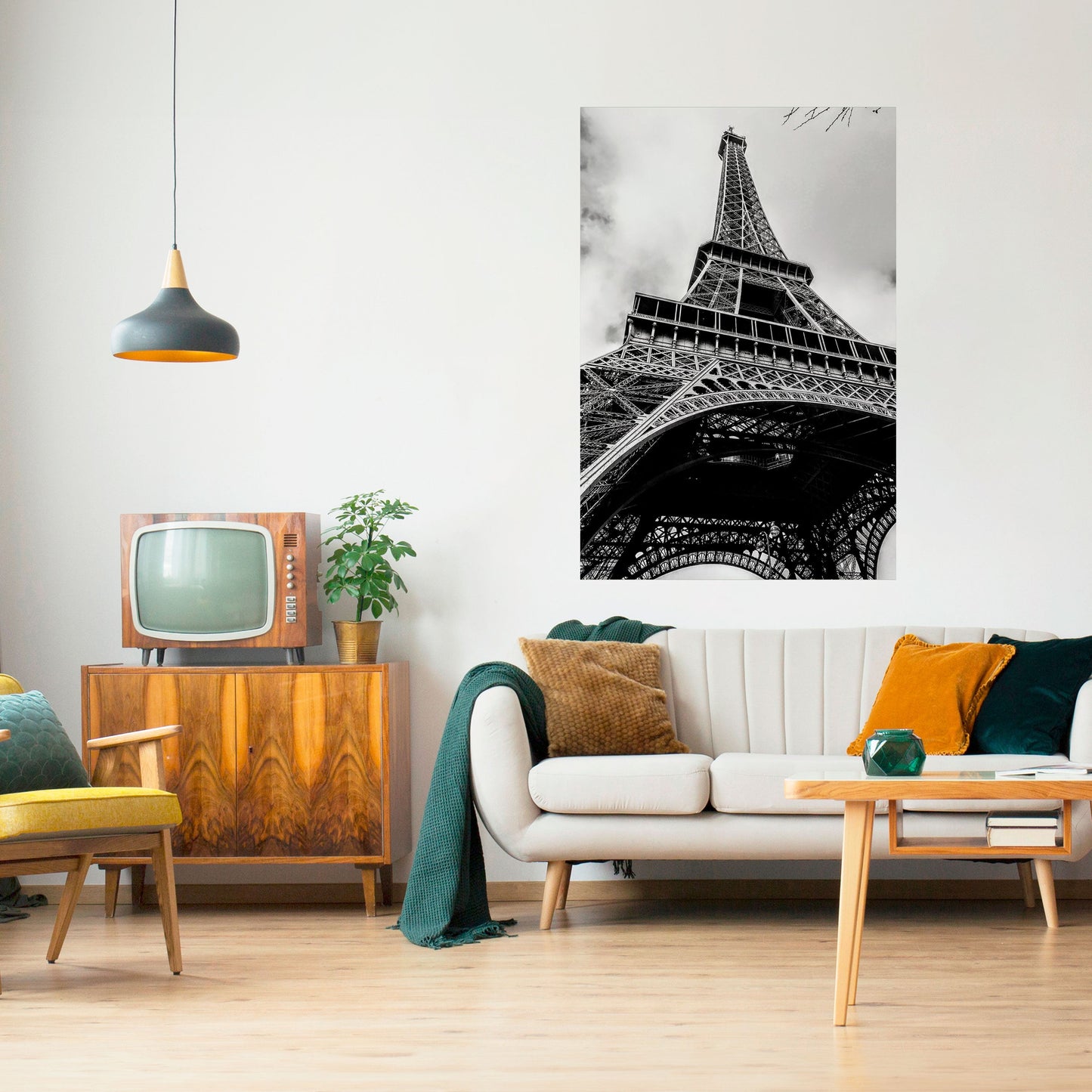 Poster verticale staccabile e attaccabile con icona parigina monocromatica