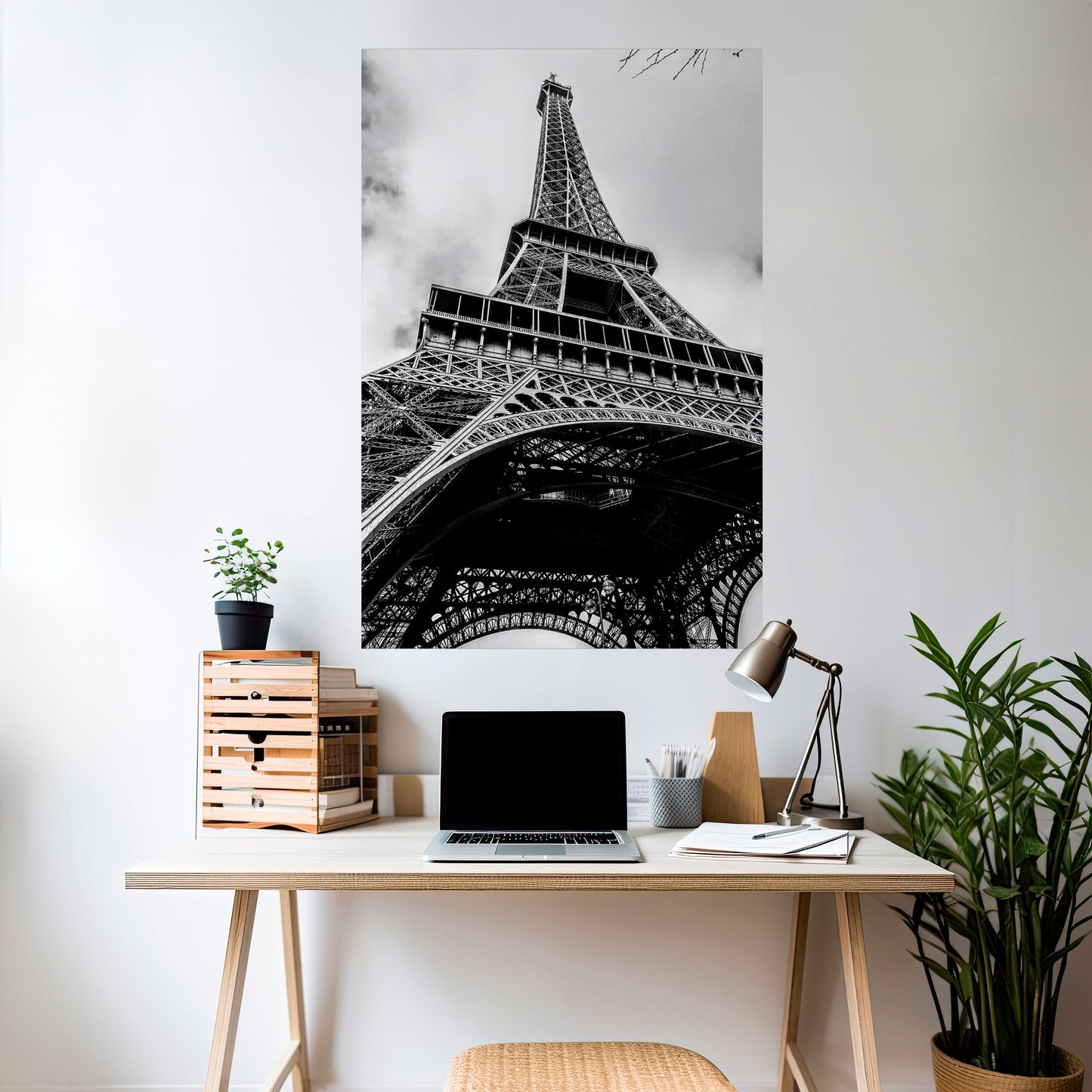 Poster verticale staccabile e attaccabile con icona parigina monocromatica