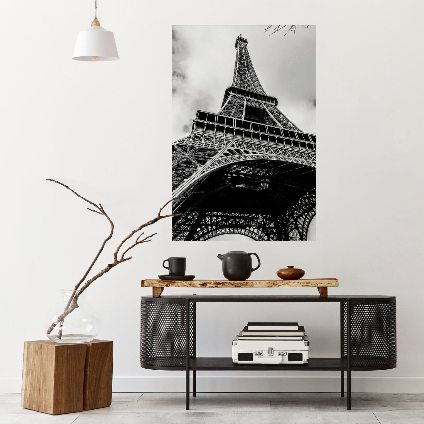 Poster verticale staccabile e attaccabile con icona parigina monocromatica