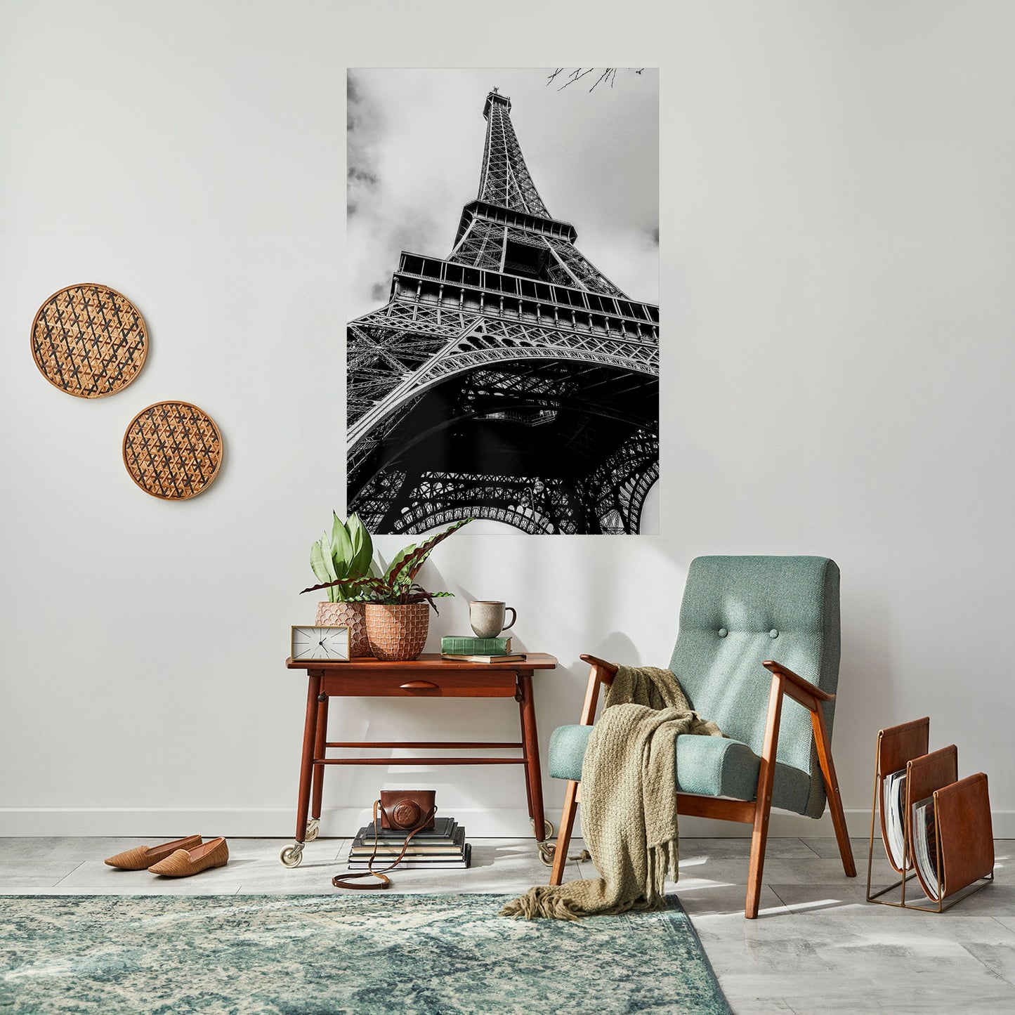 Poster verticale staccabile e attaccabile con icona parigina monocromatica