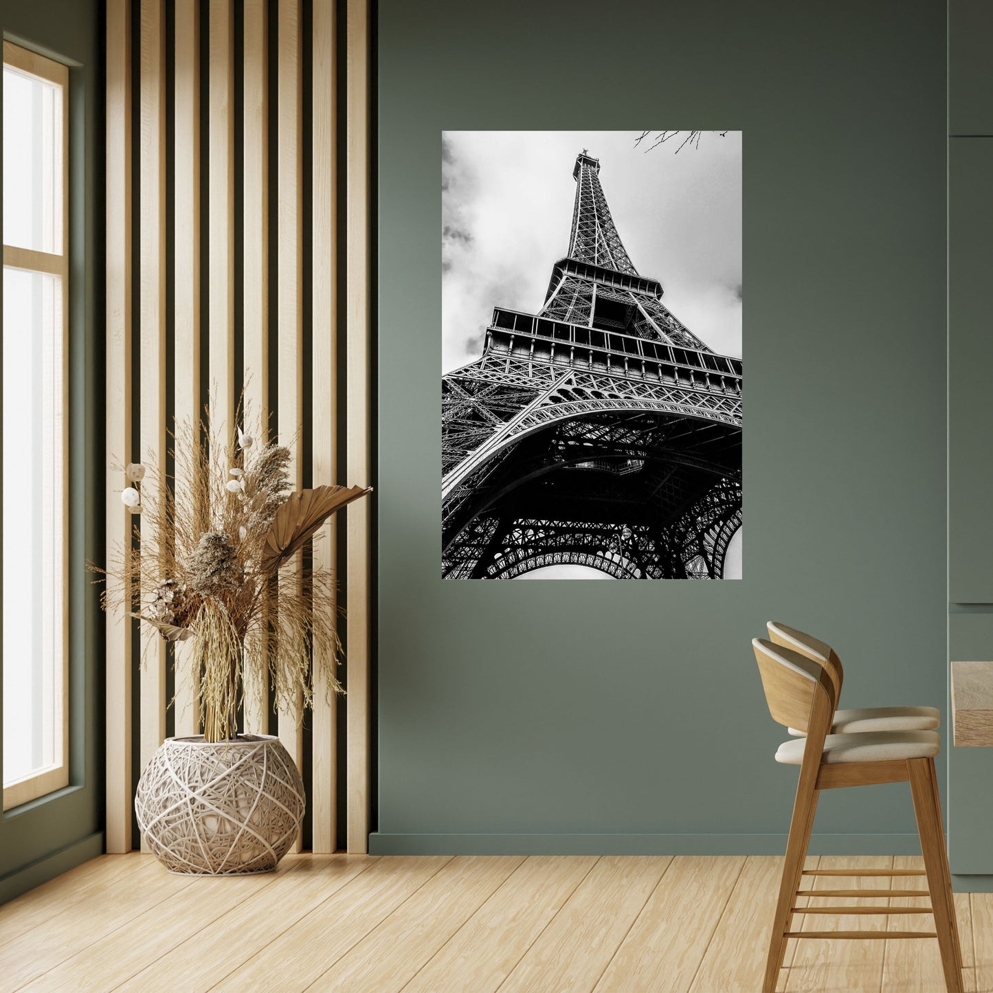 Poster verticale staccabile e attaccabile con icona parigina monocromatica