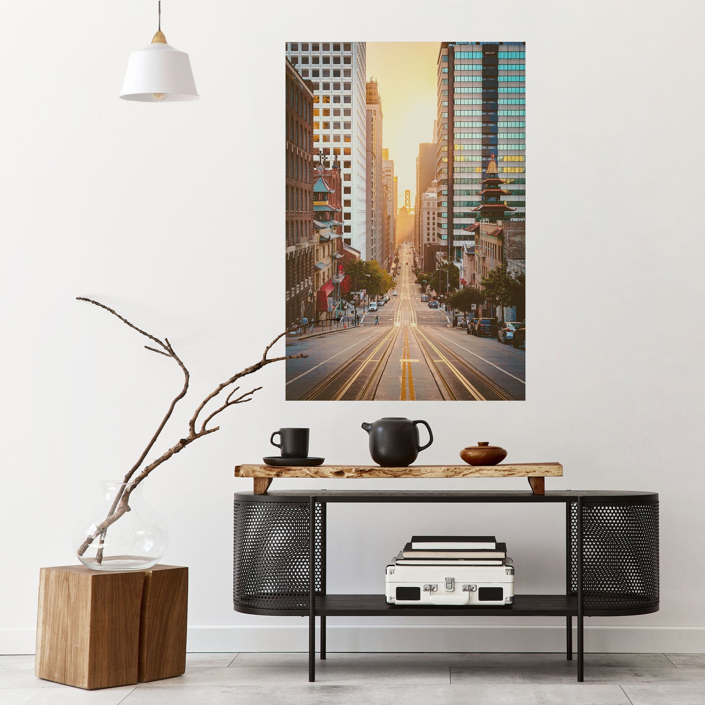 SINFONIA DEL PAESAGGIO URBANO AL TRAMONTO Poster verticale staccabile e attaccabile