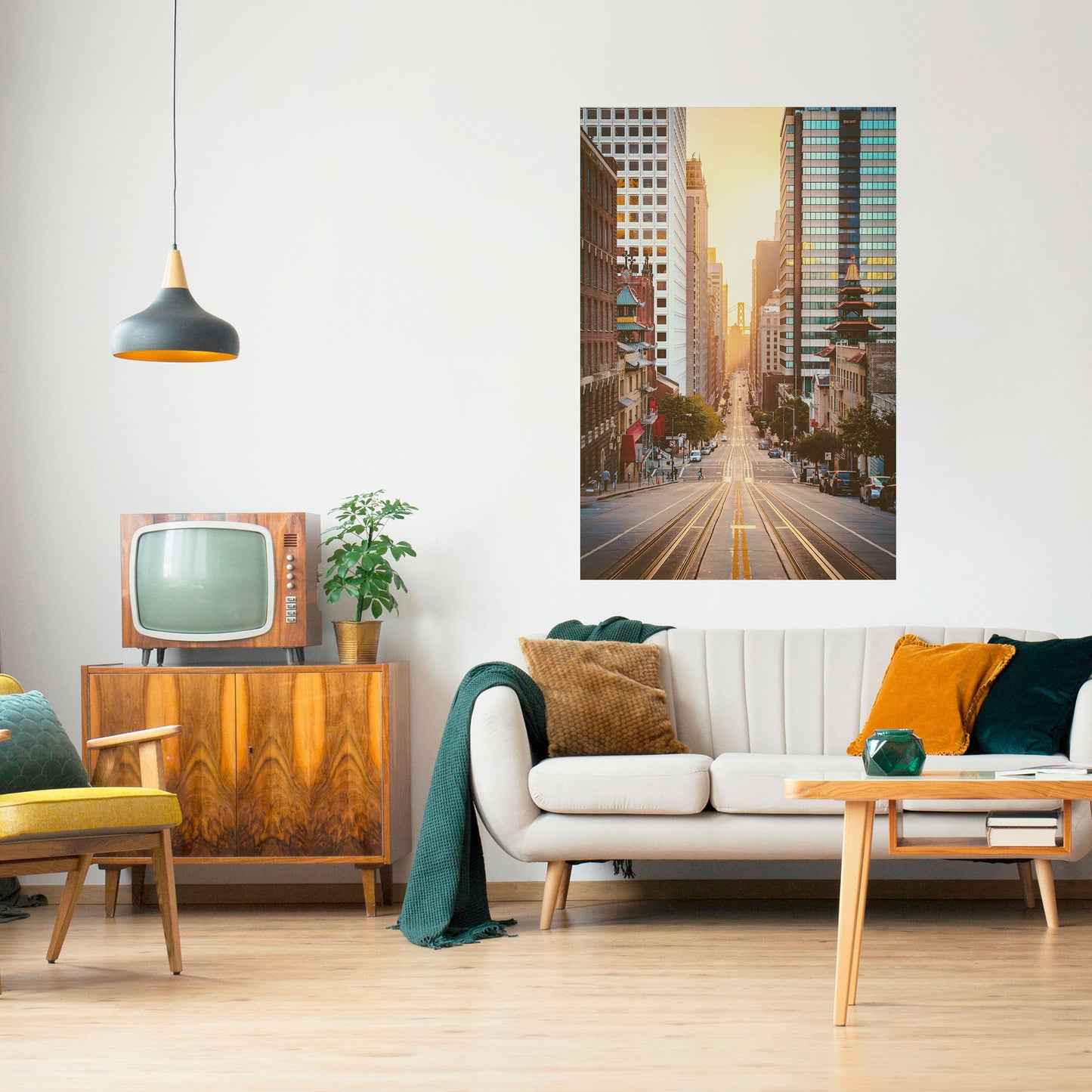 SINFONIA DEL PAESAGGIO URBANO AL TRAMONTO Poster verticale staccabile e attaccabile