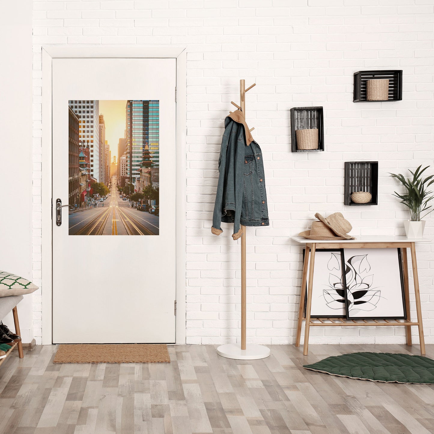 SINFONIA DEL PAESAGGIO URBANO AL TRAMONTO Poster verticale staccabile e attaccabile