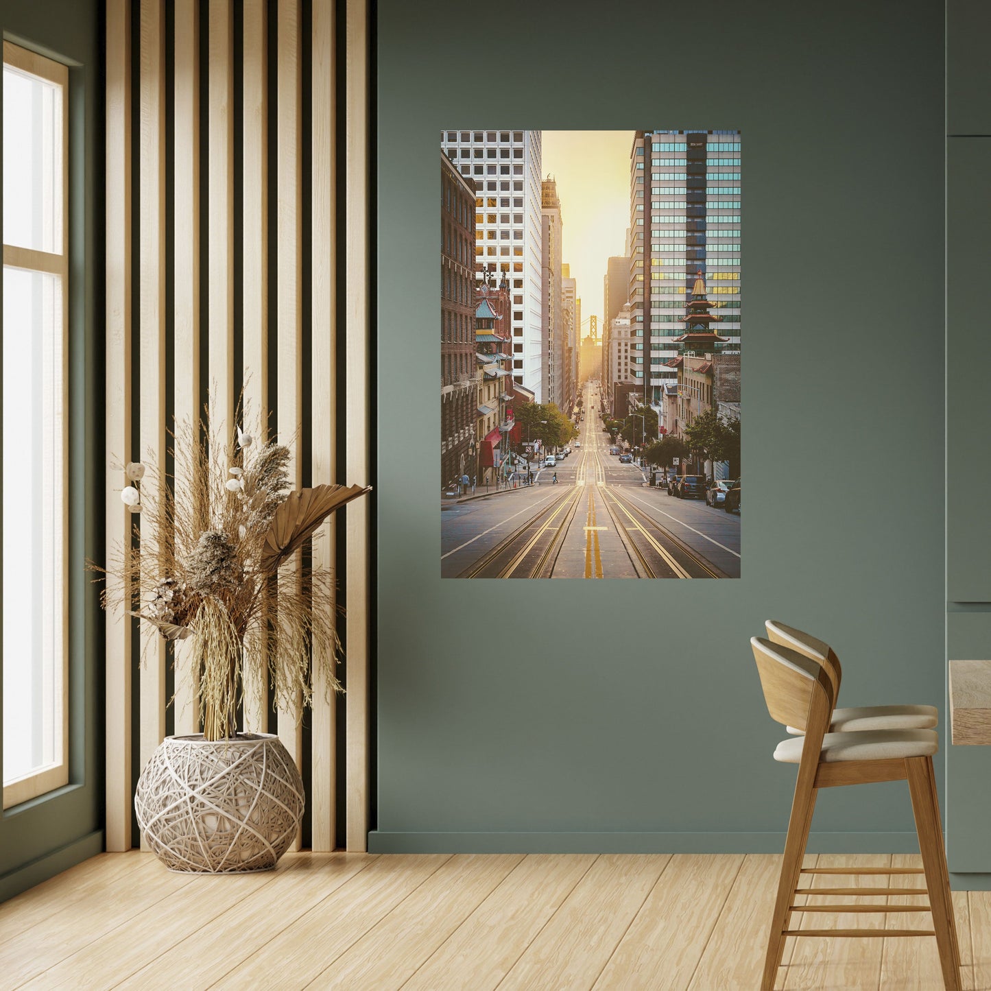 SINFONIA DEL PAESAGGIO URBANO AL TRAMONTO Poster verticale staccabile e attaccabile
