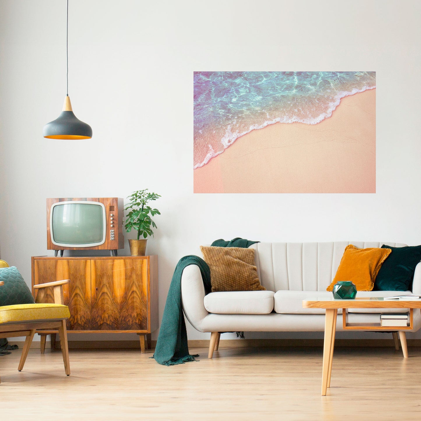 Poster orizzontale staccabile e attaccabile con tonalità di paesaggio sabbioso da sogno