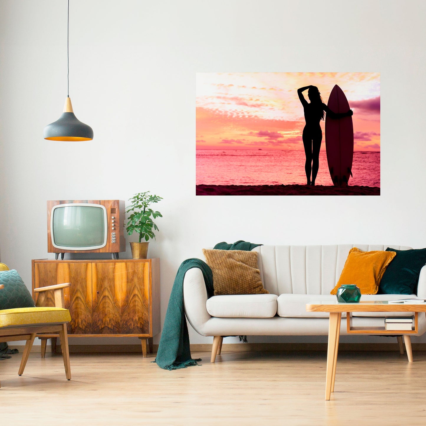 Poster orizzontale staccabile e attaccabile SUNSET SURF SPIRIT