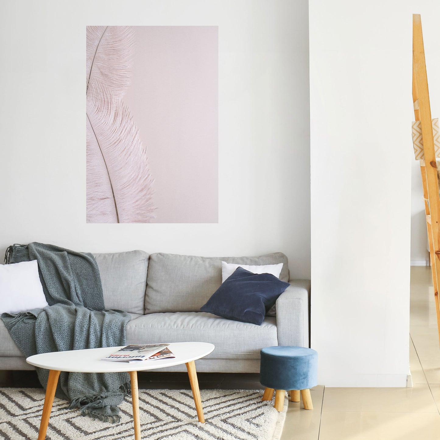 Poster verticale staccabile e attaccabile "WHISPERING PINK FEATHERS"