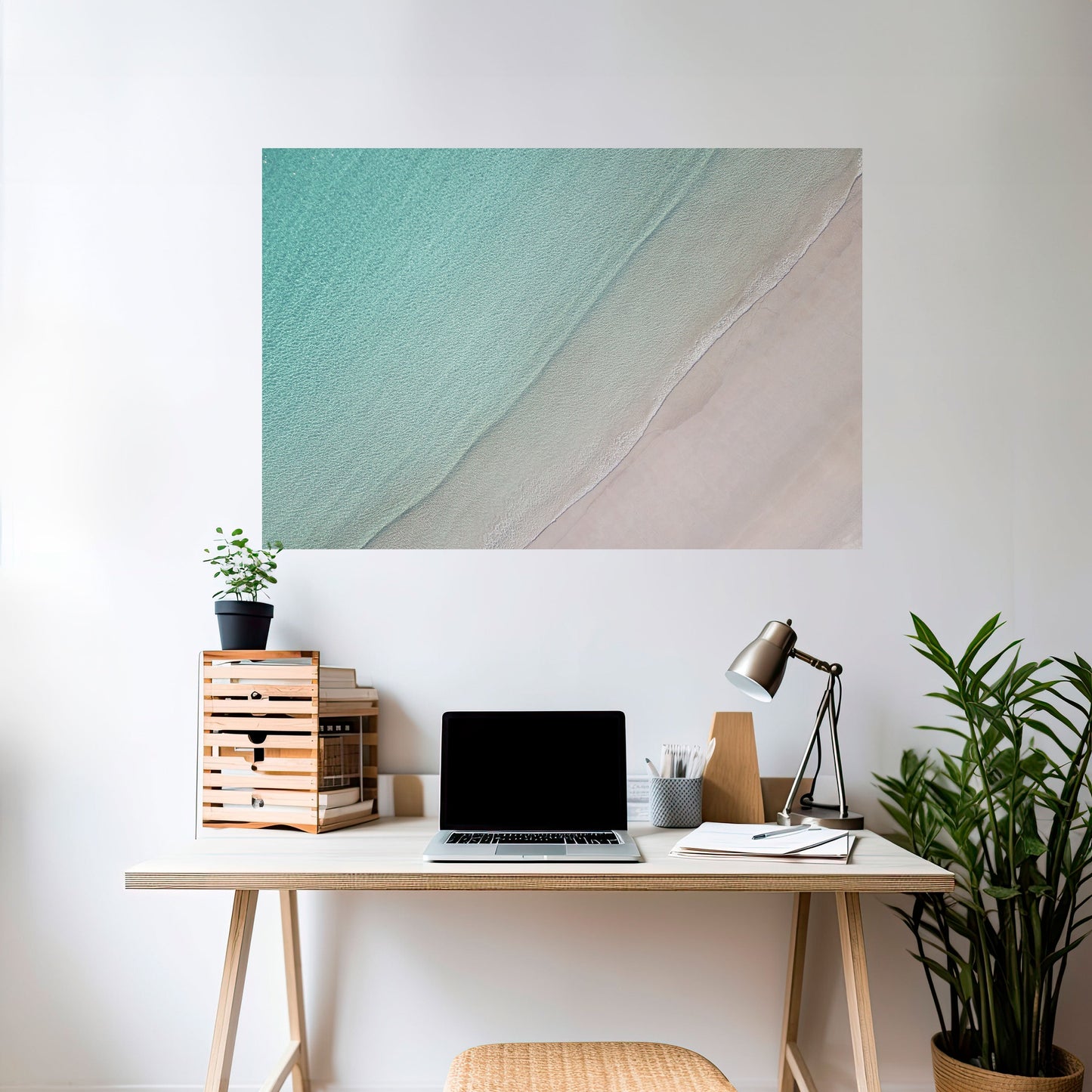 Poster orizzontale staccabile e attaccabile "COASTAL CALM ARTISTRY"