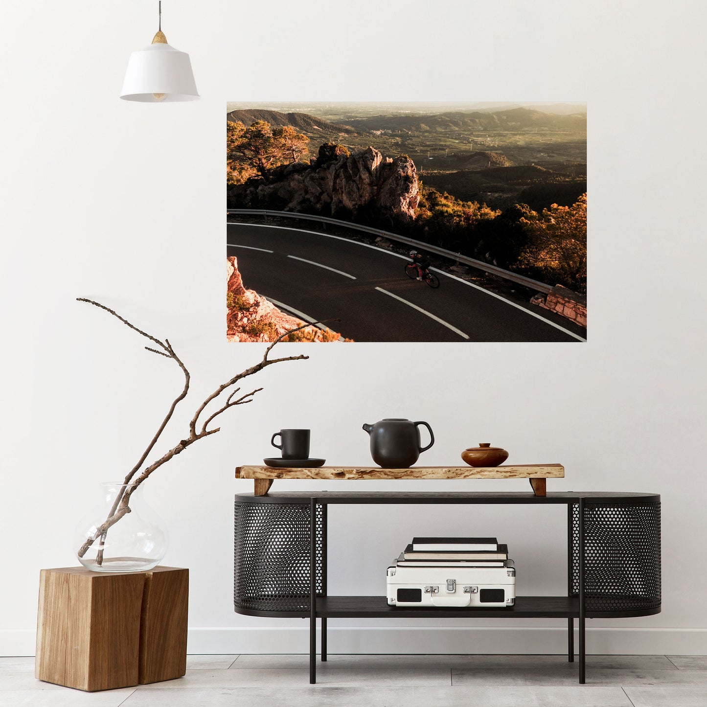Poster orizzontale staccabile e attaccabile "GIRO SU STRADA DI MONTAGNA"