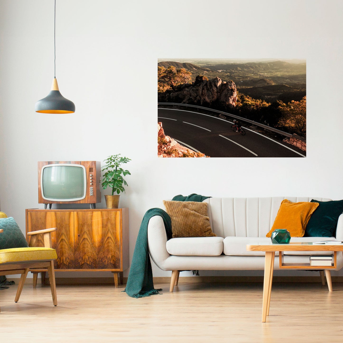 Poster orizzontale staccabile e attaccabile "GIRO SU STRADA DI MONTAGNA"