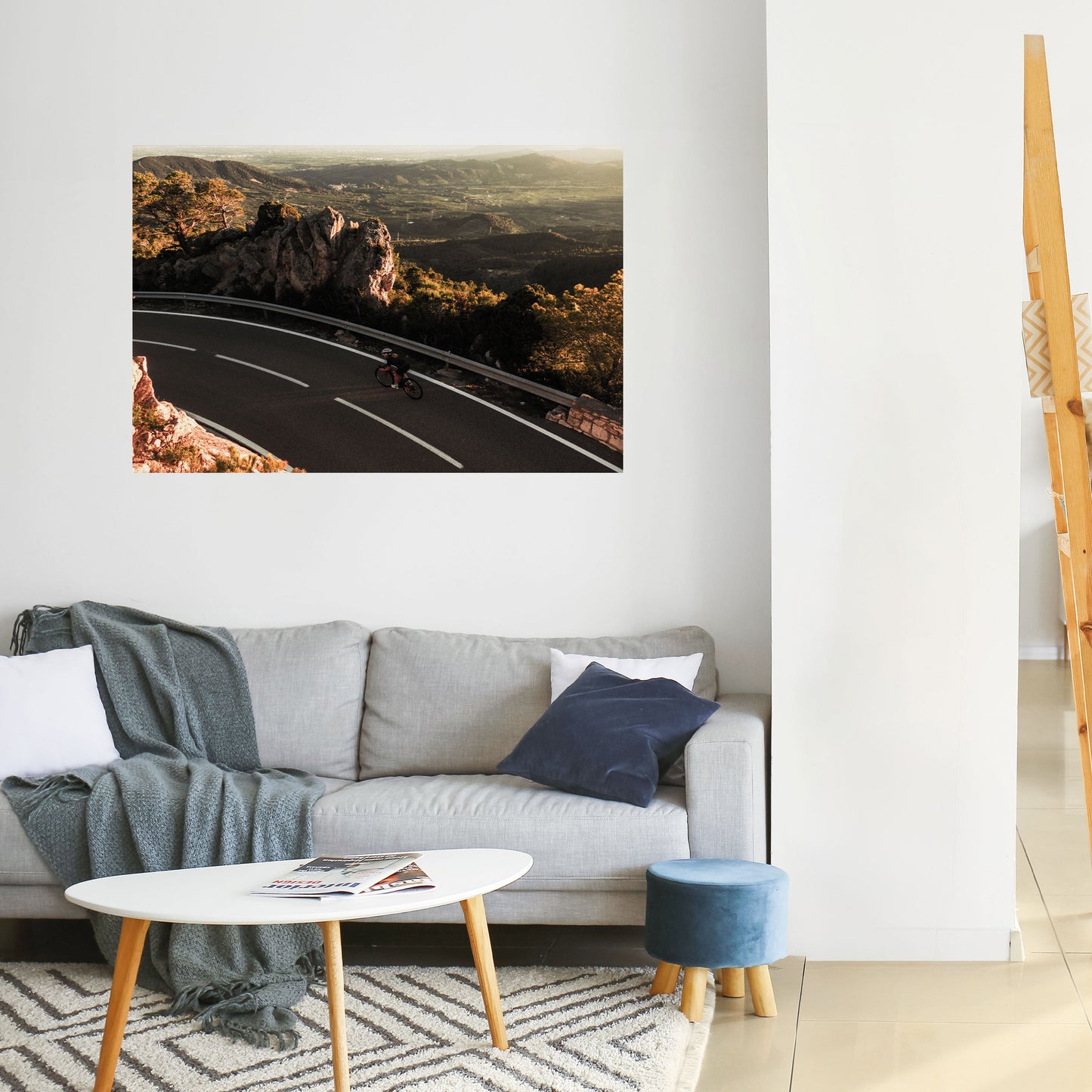 Poster orizzontale staccabile e attaccabile "GIRO SU STRADA DI MONTAGNA"