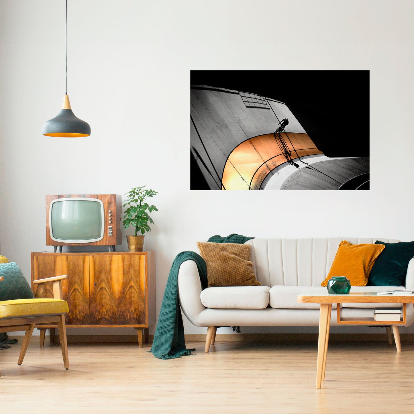 Poster orizzontale staccabile e attaccabile ORANGE ARC AMBIENCE