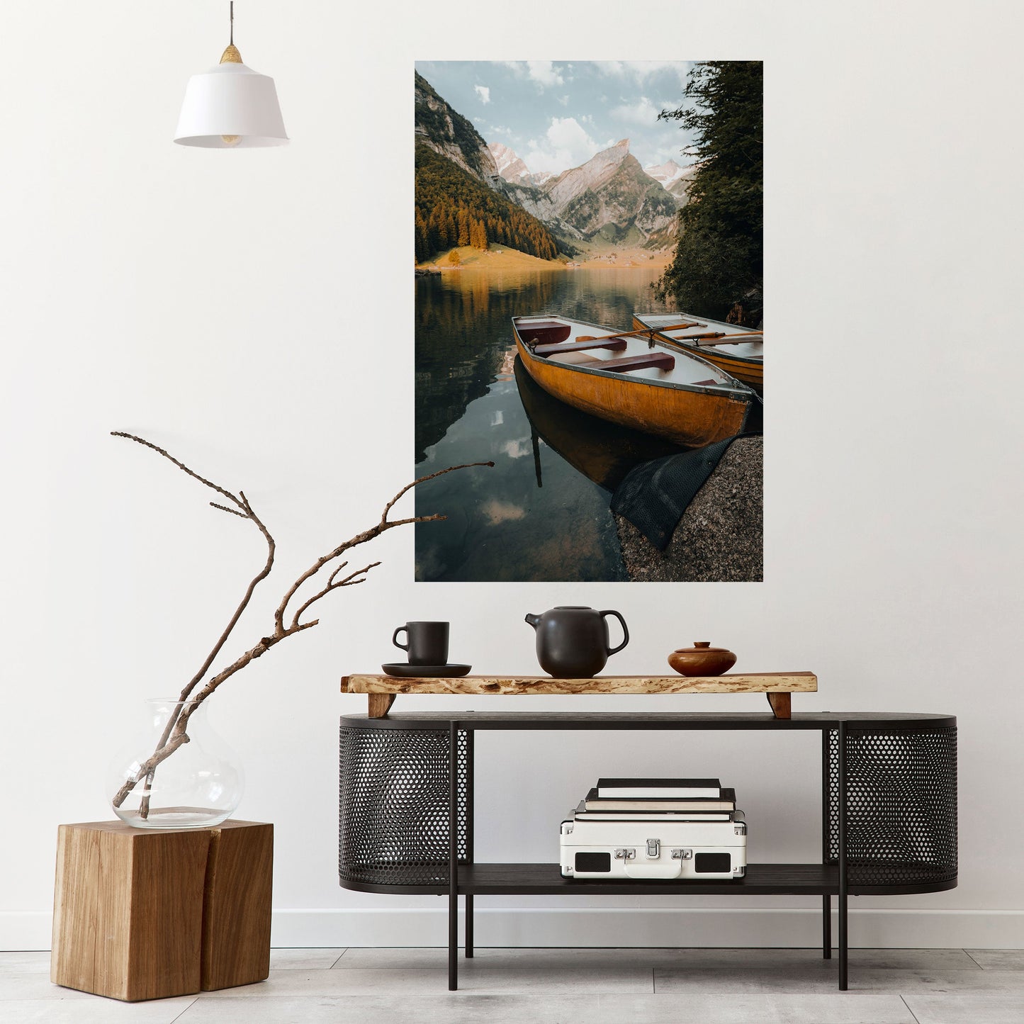 VIAGGIO TRANQUILLO SUL LAGO Poster verticale staccabile e attaccabile