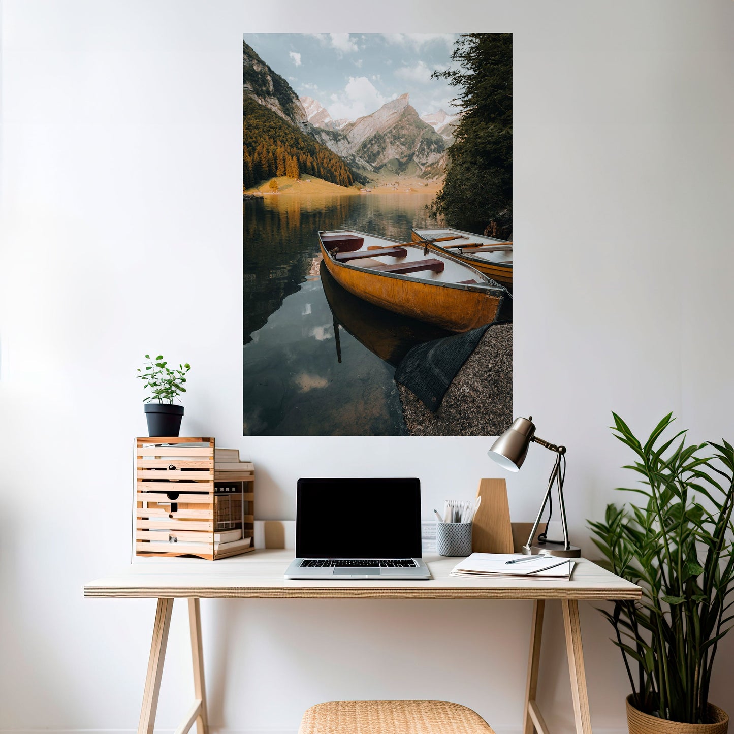 VIAGGIO TRANQUILLO SUL LAGO Poster verticale staccabile e attaccabile