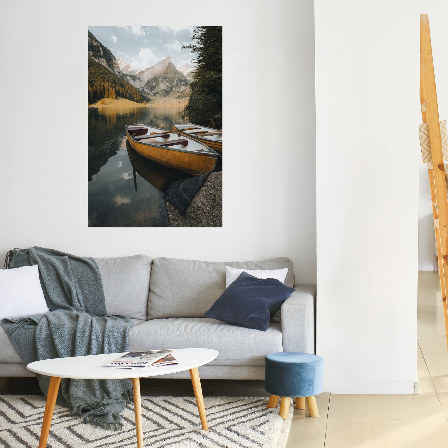 VIAGGIO TRANQUILLO SUL LAGO Poster verticale staccabile e attaccabile