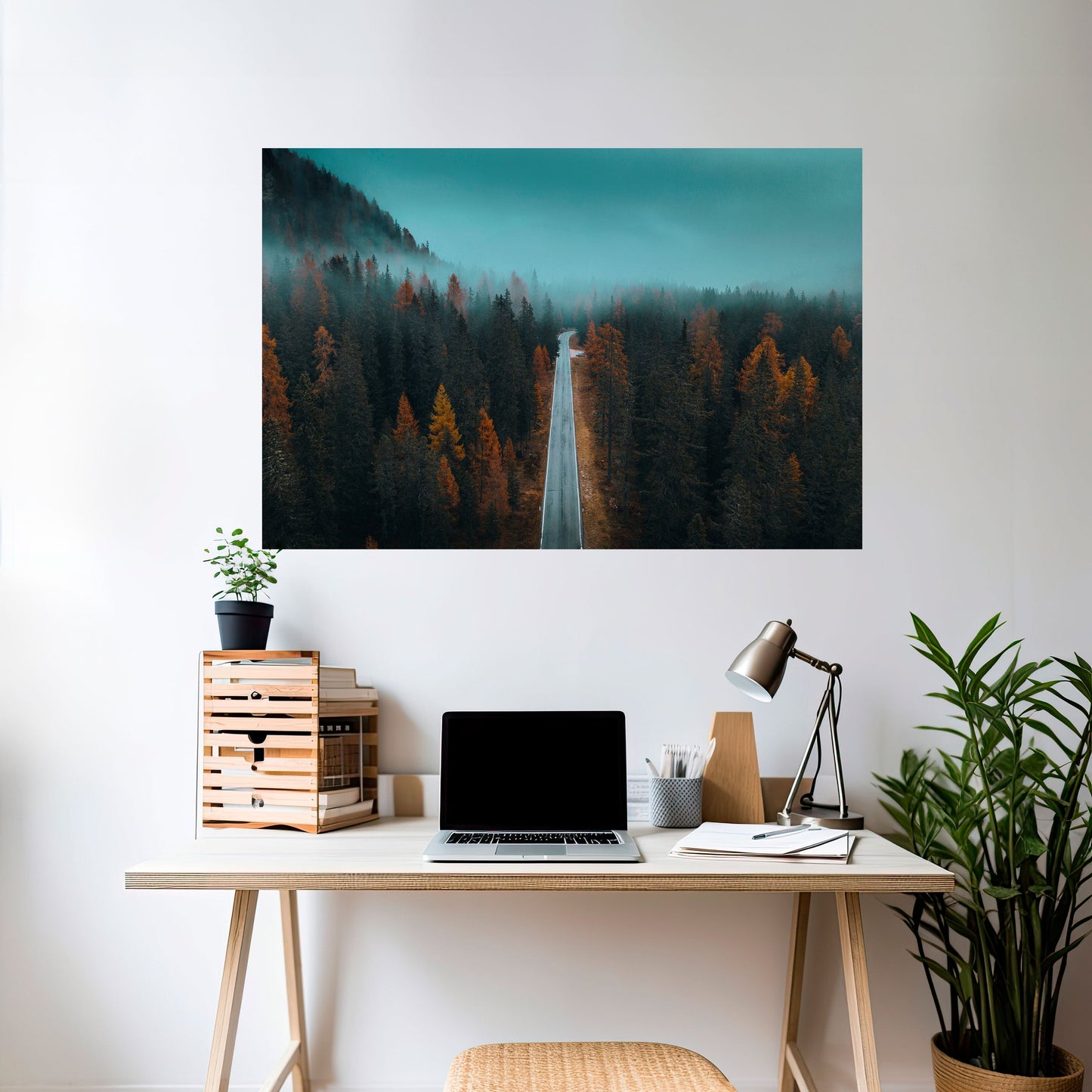 SERENE ROADWAY ESCAPE Poster orizzontale staccabile e attaccabile