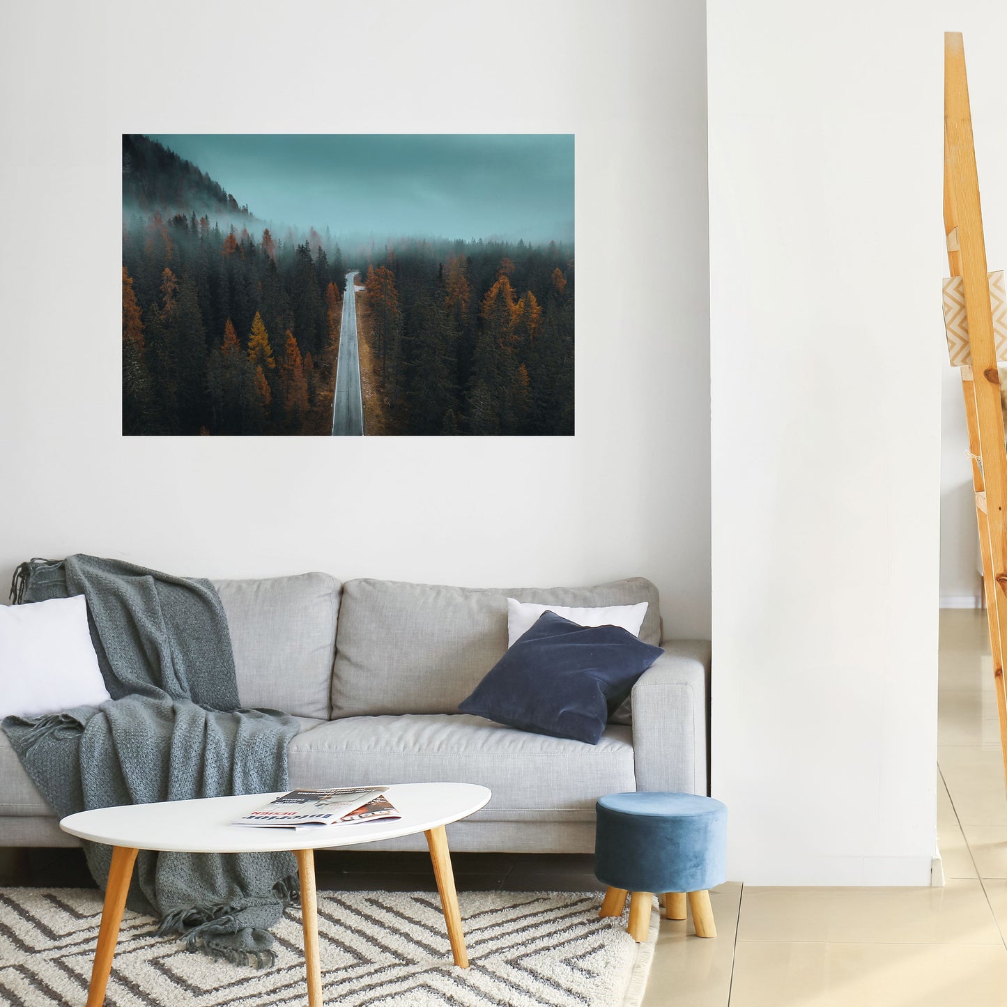 SERENE ROADWAY ESCAPE Poster orizzontale staccabile e attaccabile