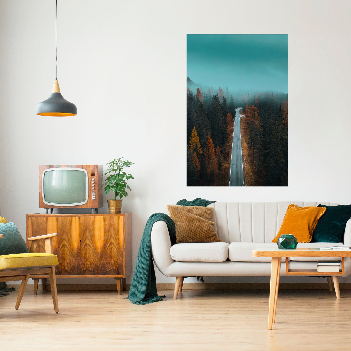 Poster verticale staccabile e attaccabile SERENE ROADWAY ESCAPE