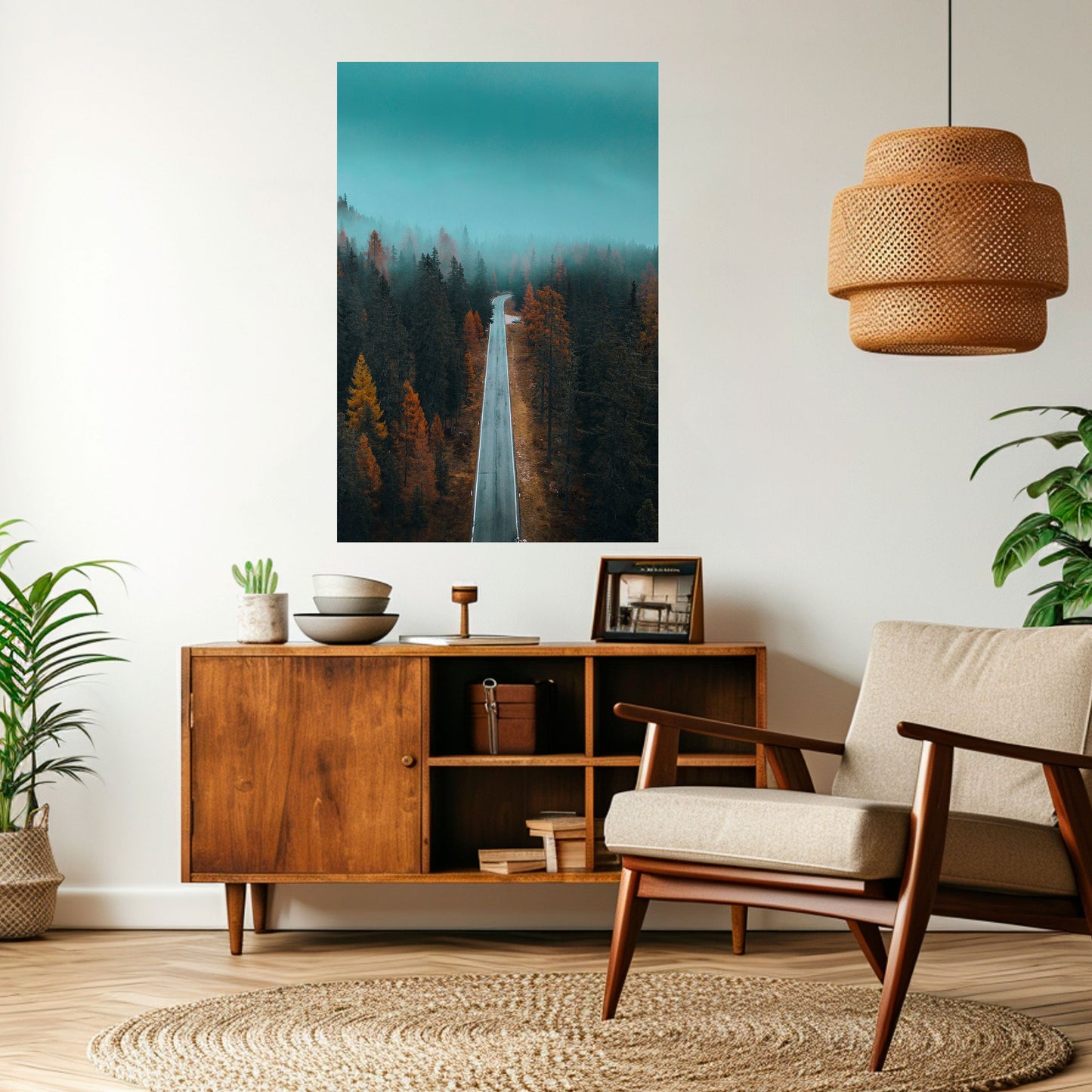 Poster verticale staccabile e attaccabile SERENE ROADWAY ESCAPE