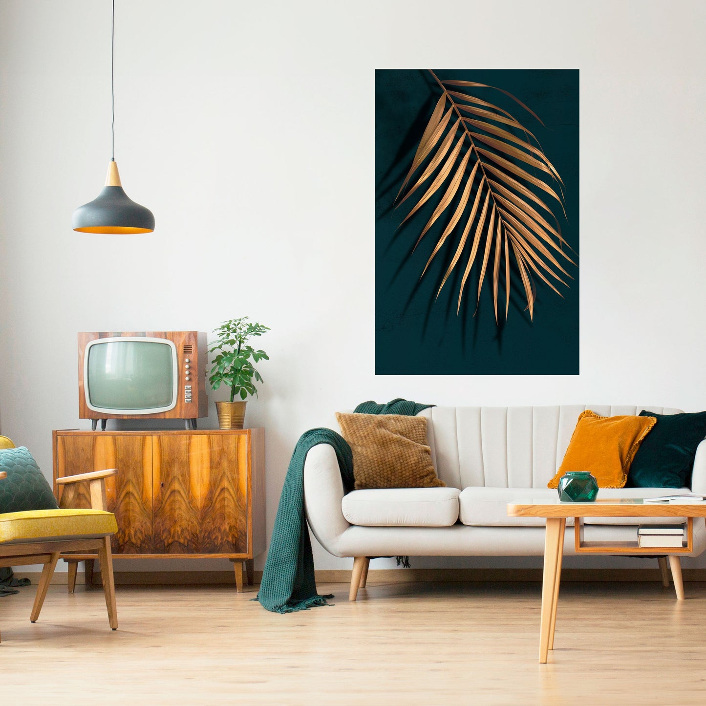 GOLDEN PALM WHISPERS Poster verticale staccabile e attaccabile