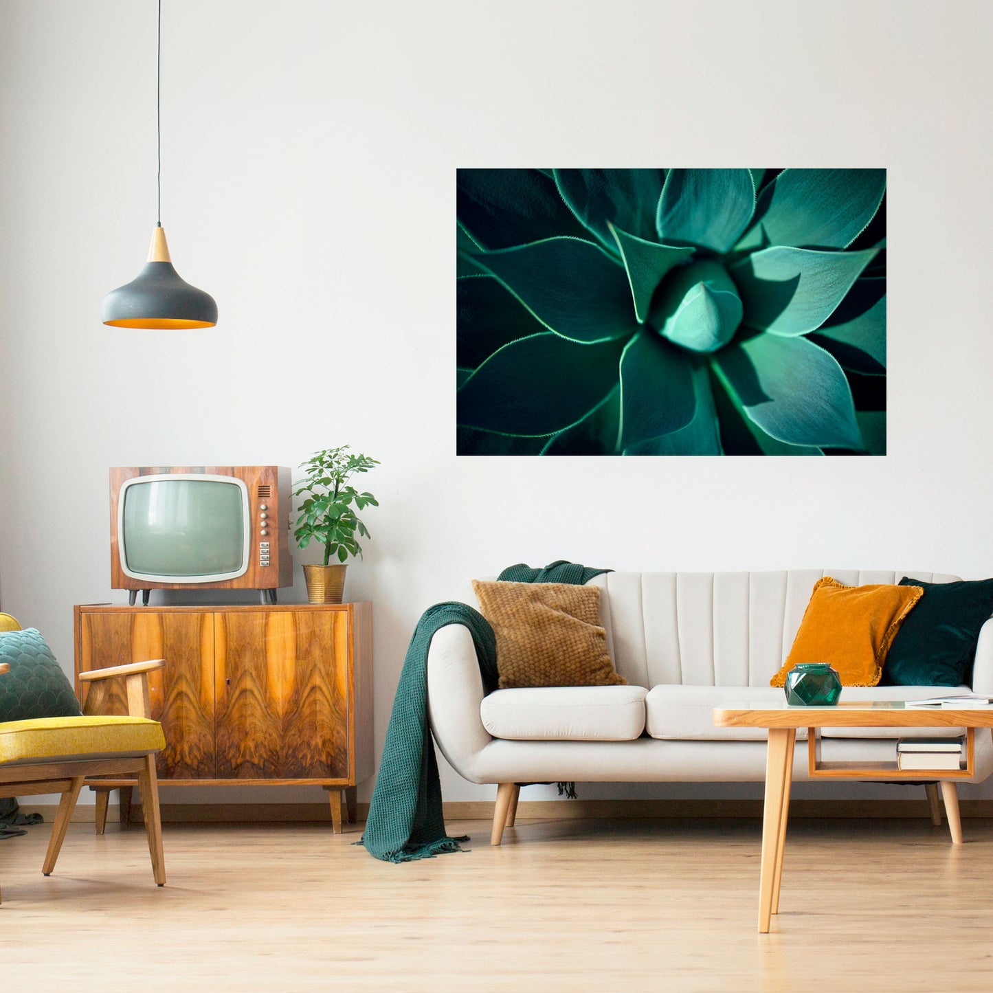 Poster orizzontale staccabile e attaccabile MYSTICAL GREEN WHORL