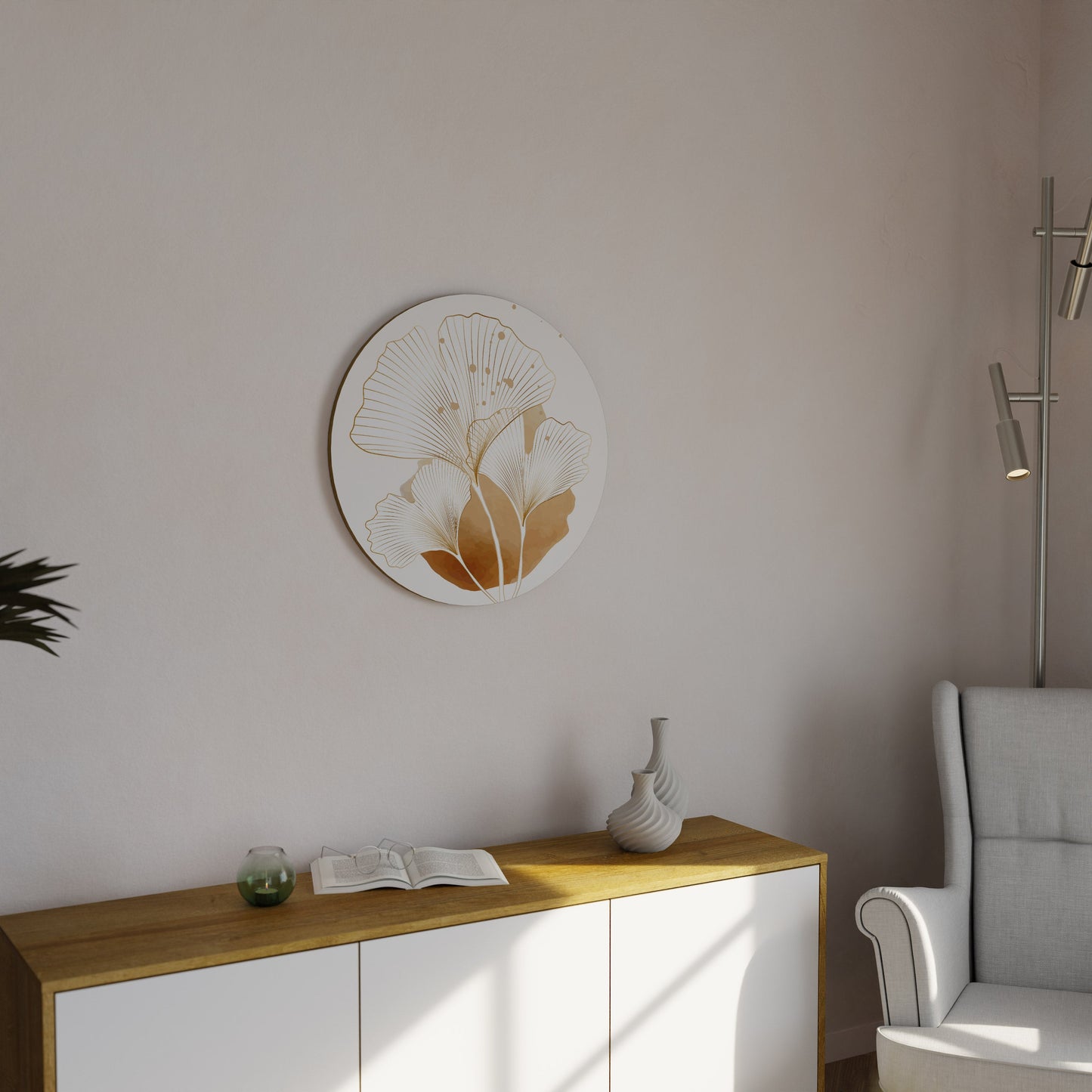 GOLDEN GINKGO DREAMS Round Wall Art