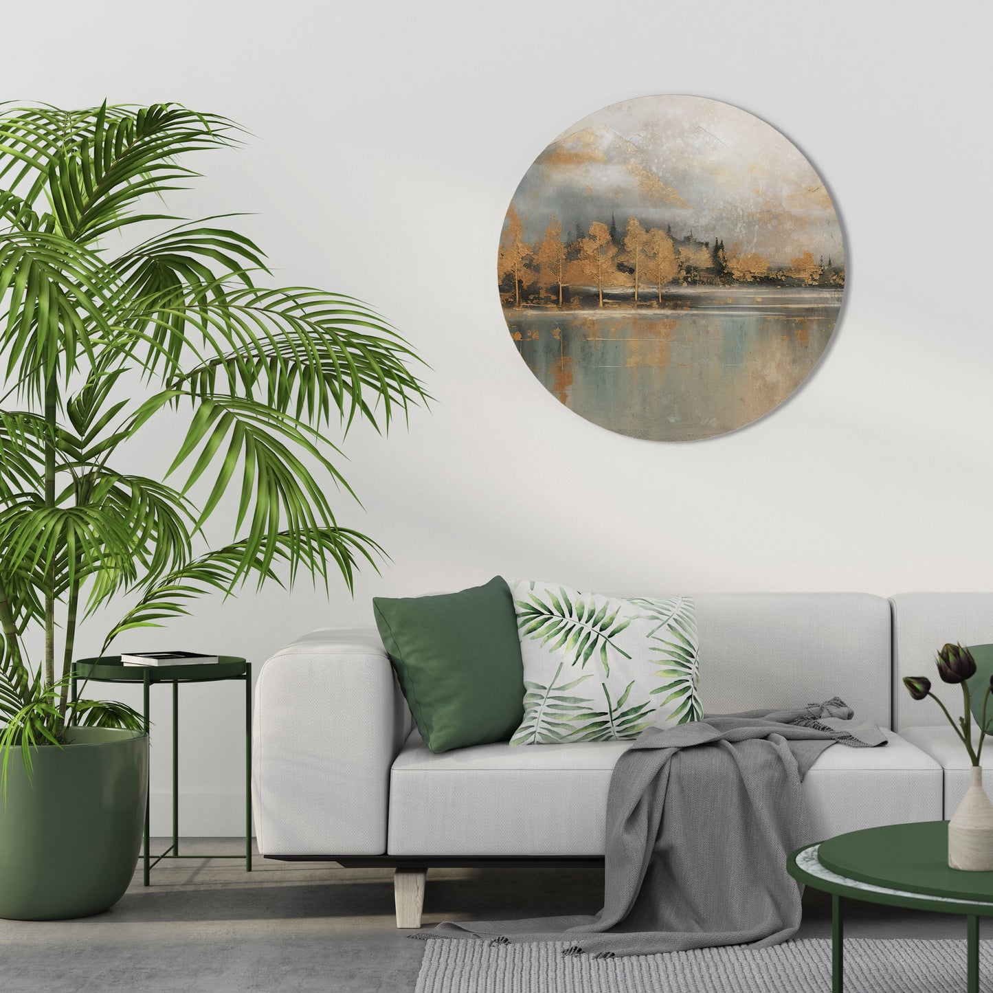 ECHOES OF GOLDEN DAWN Round Wall Art