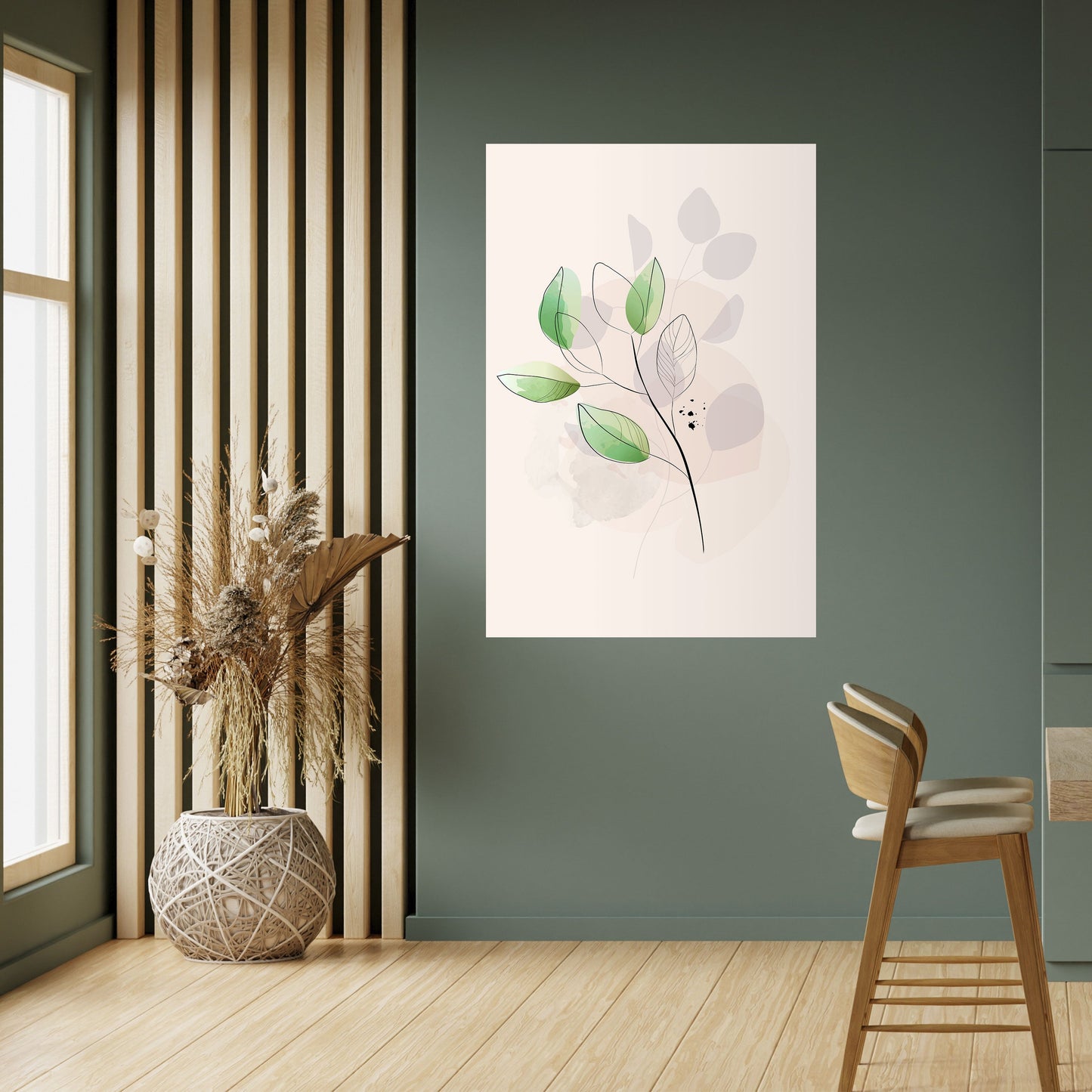 Poster verticale staccabile e attaccabile SERENE LEAF SONG