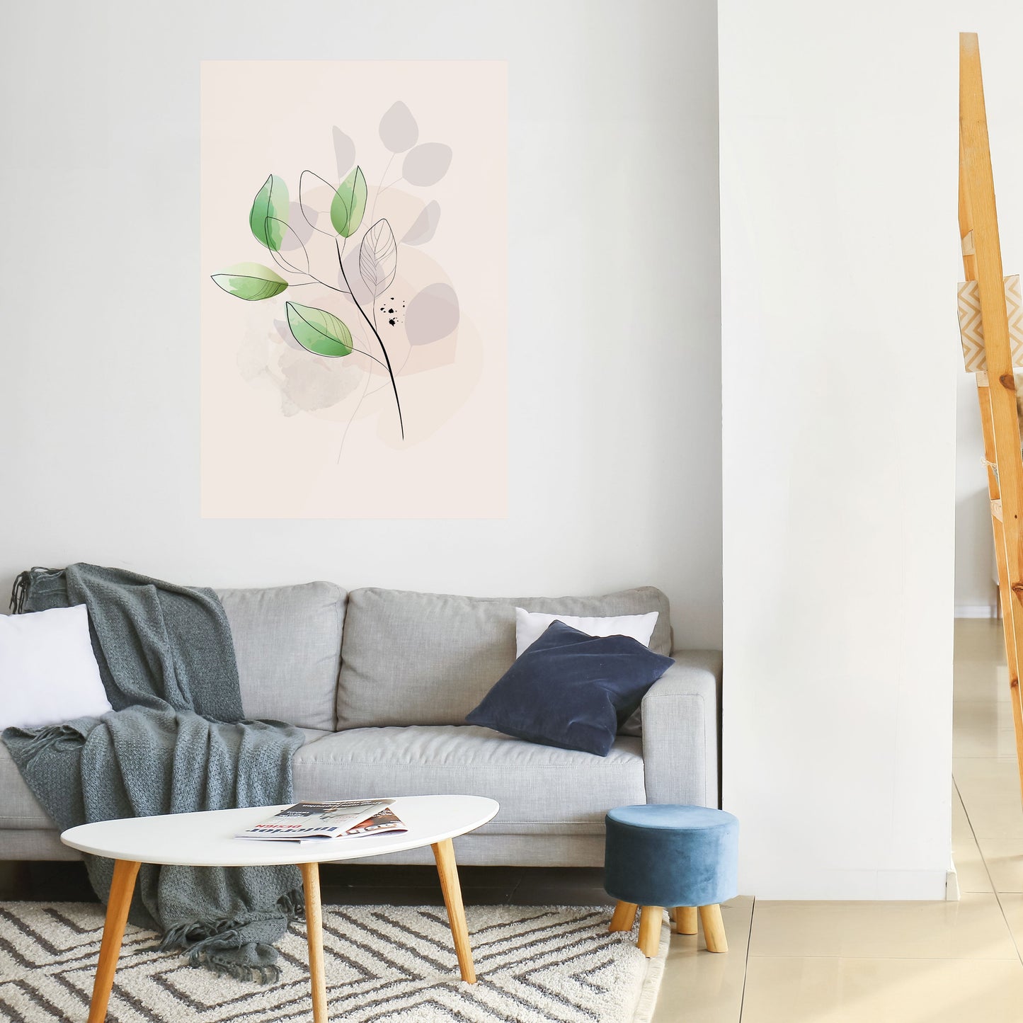 Poster verticale staccabile e attaccabile SERENE LEAF SONG