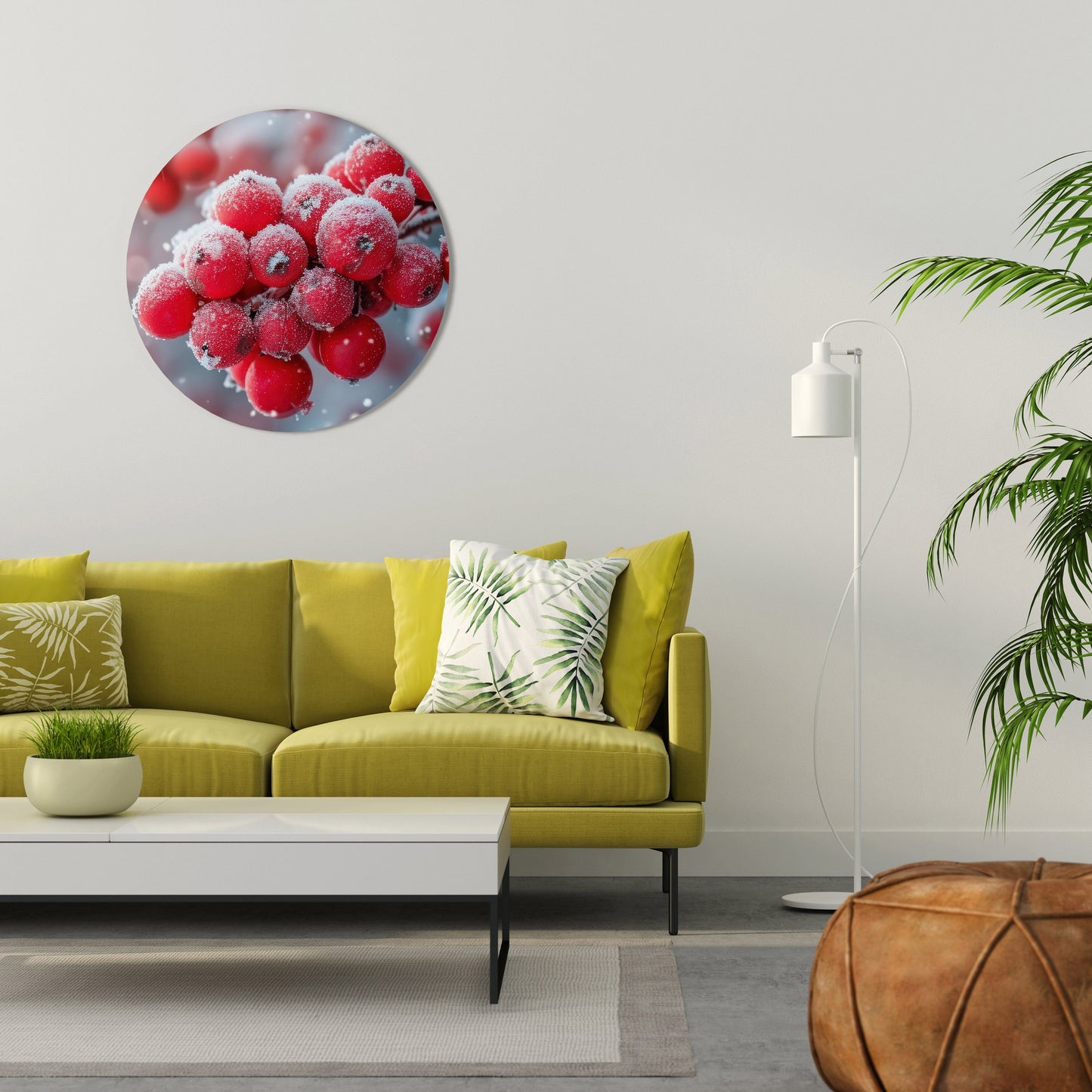 WINTER'S CRIMSON TREASURES Round Wall Art