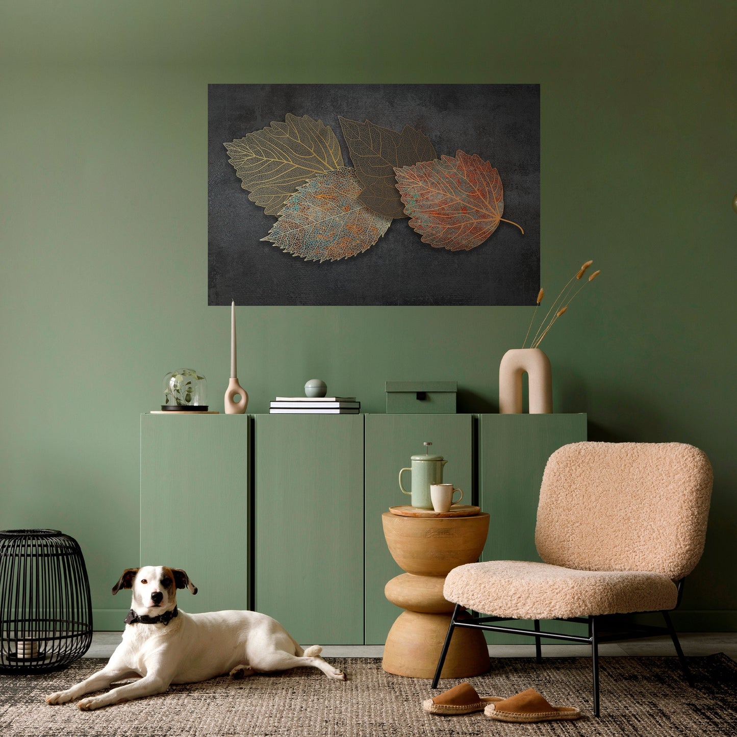 FOGLIAME IN PRIMO PIANO Poster orizzontale staccabile e attaccabile