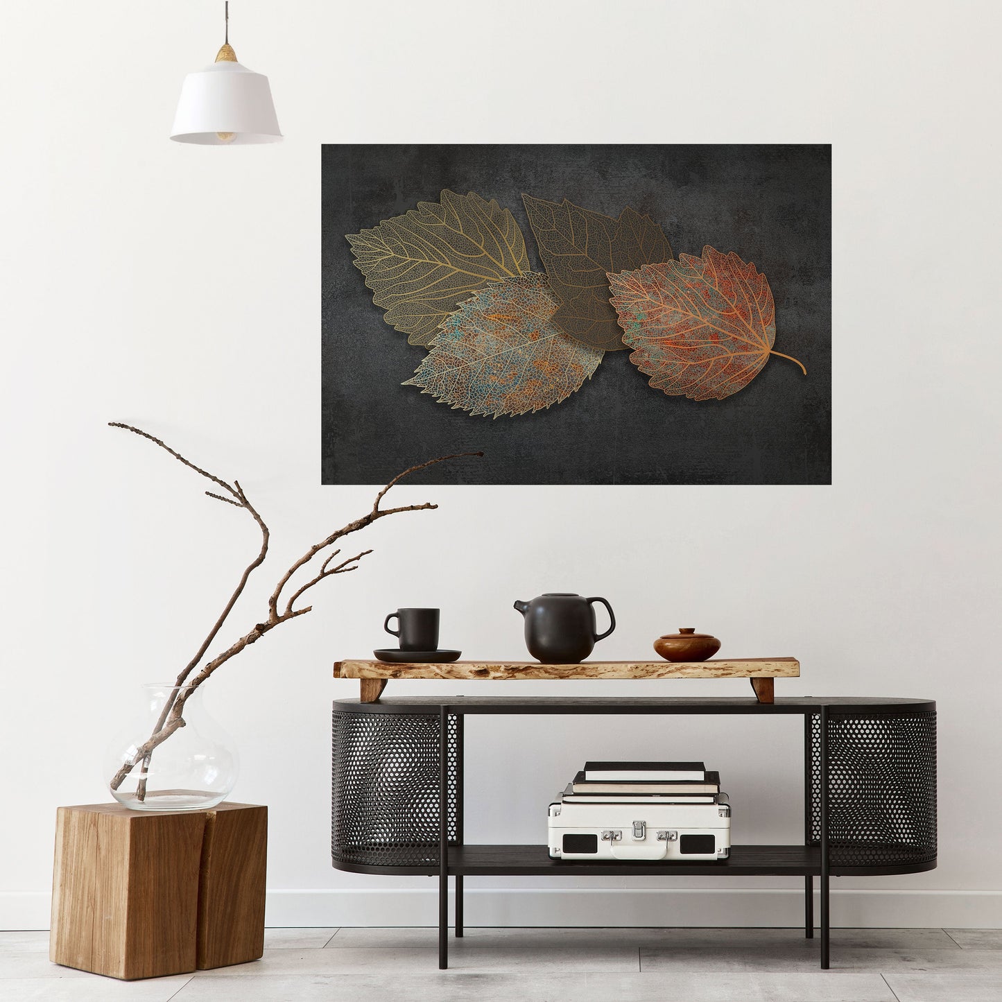 FOGLIAME IN PRIMO PIANO Poster orizzontale staccabile e attaccabile