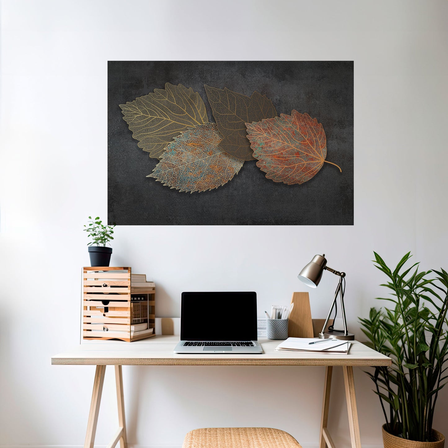 FOGLIAME IN PRIMO PIANO Poster orizzontale staccabile e attaccabile