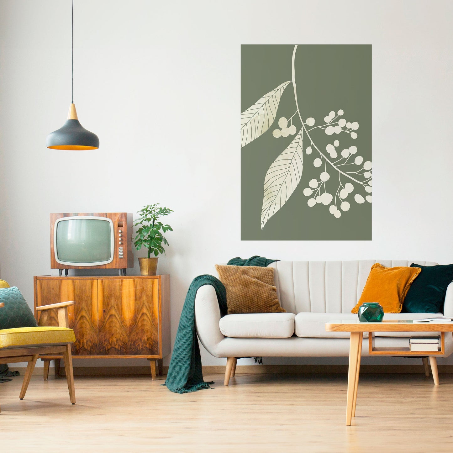 Poster verticale staccabile e attaccabile SERENE LEAFY FANTASIES